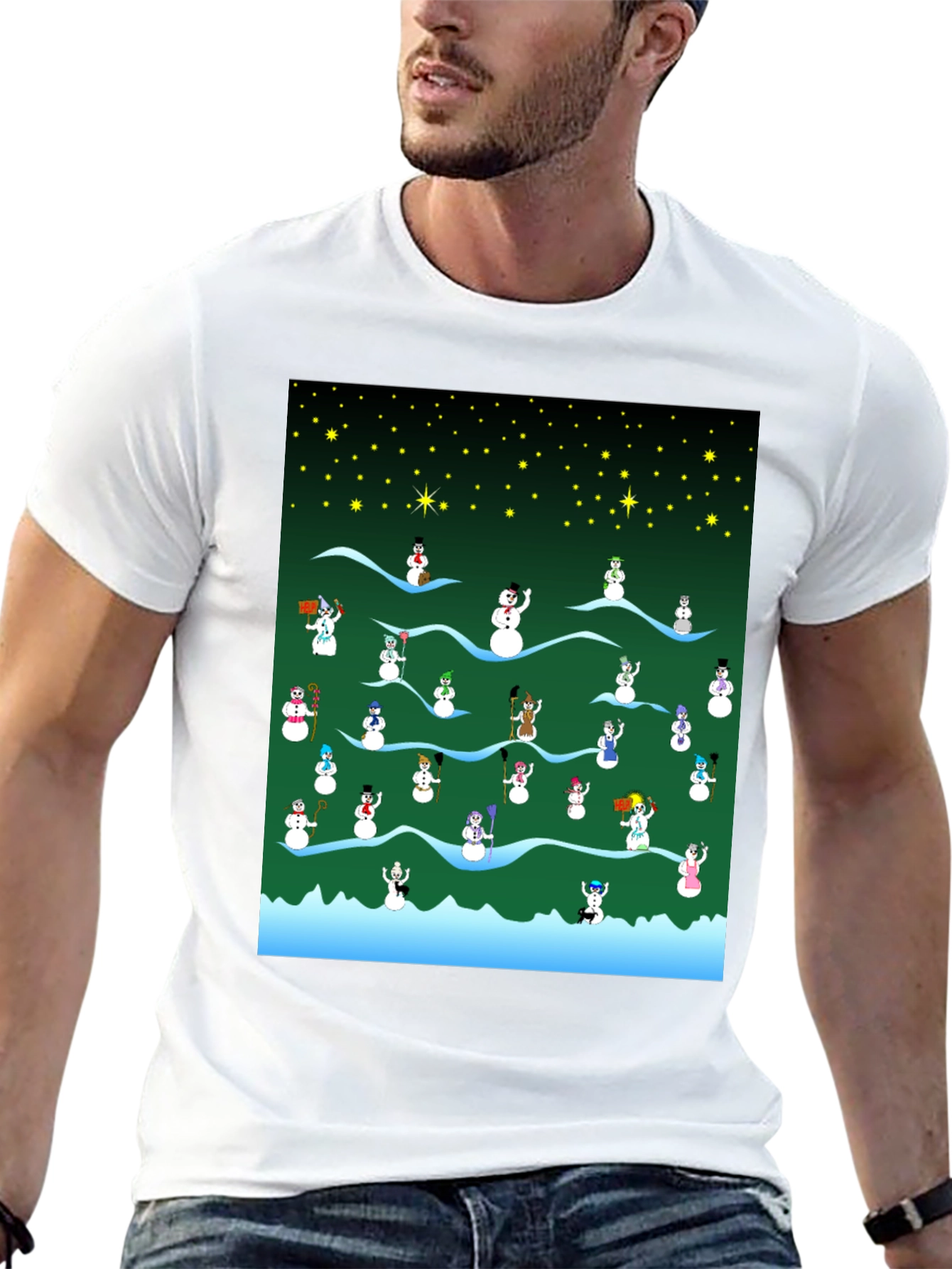 Snowman Christmas Pattern T-Shirt