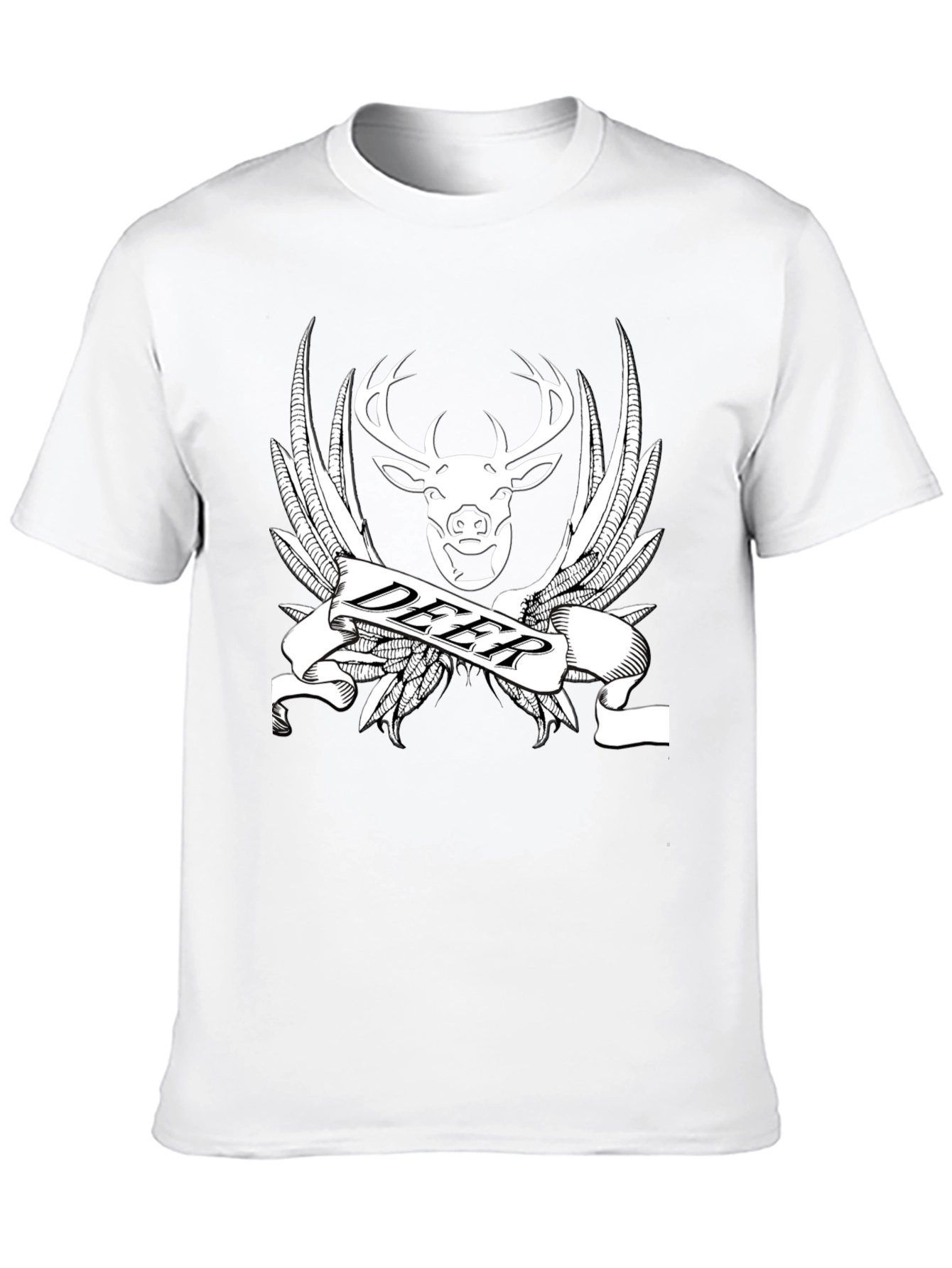 Deer Emblem T-Shirt - Black Cotton Graphic Tee