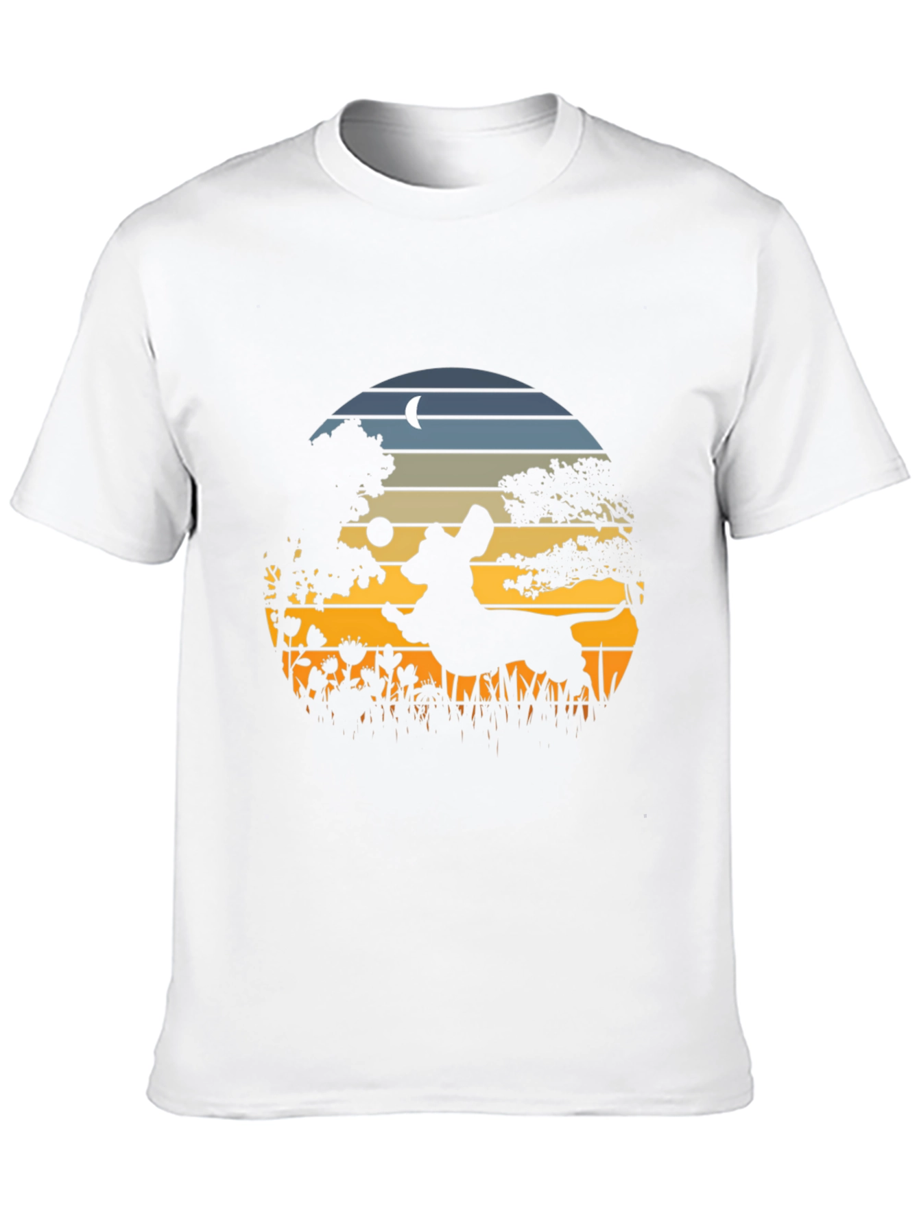 Dachshund Silhouette Tee - Sunset Scene Design