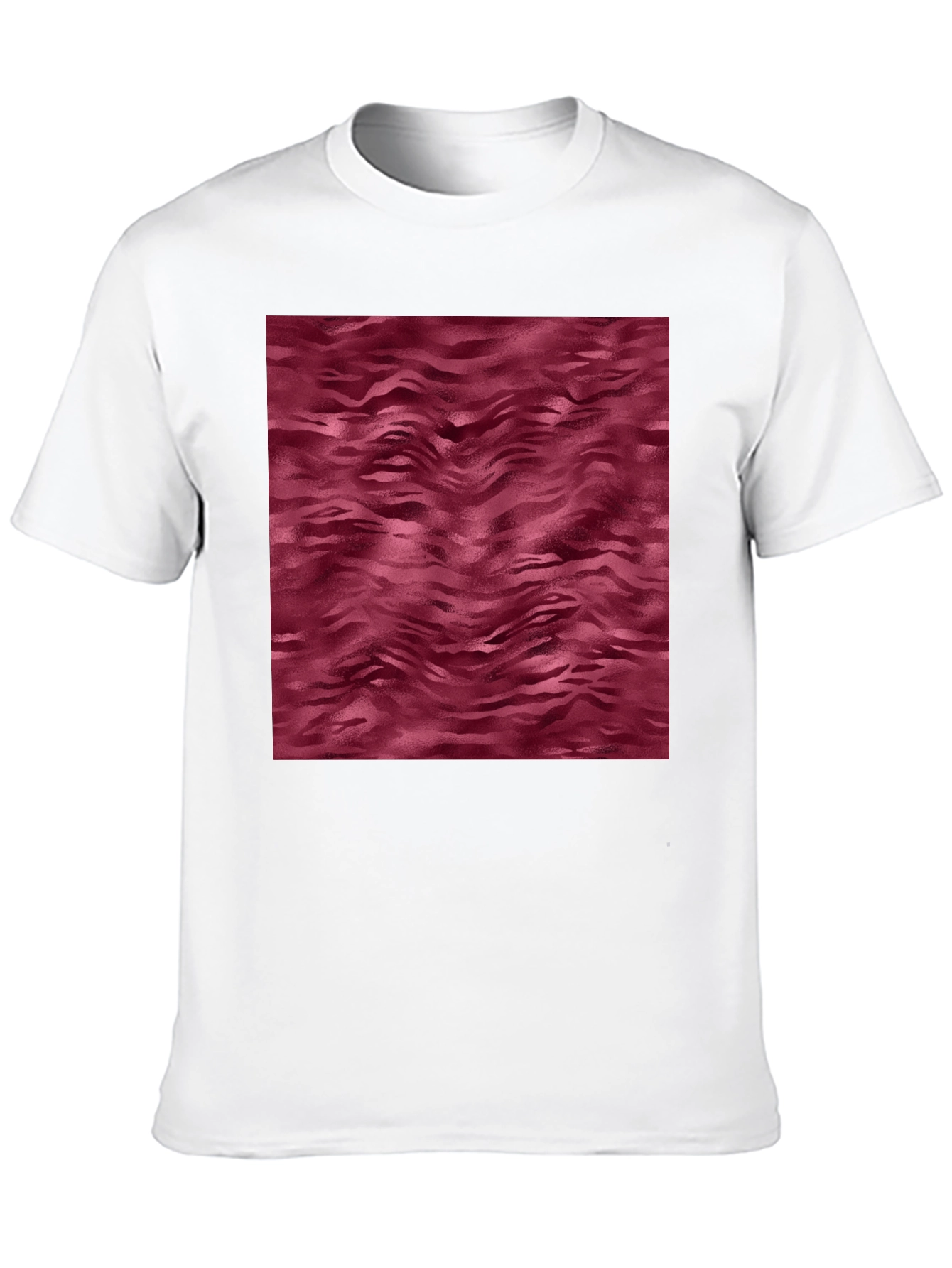 Abstract Maroon Wave Pattern Mens Black T-Shirt