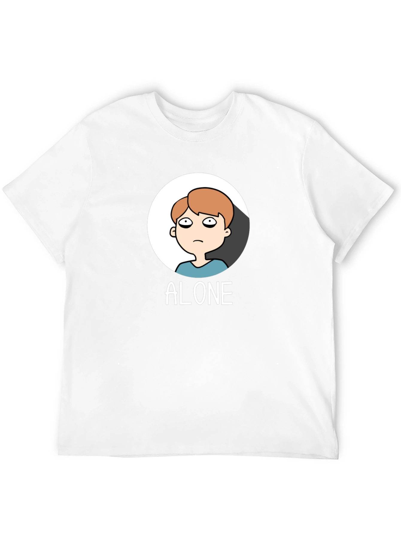 Alone Cartoon Graphic Tee - Black Cotton T-Shirt