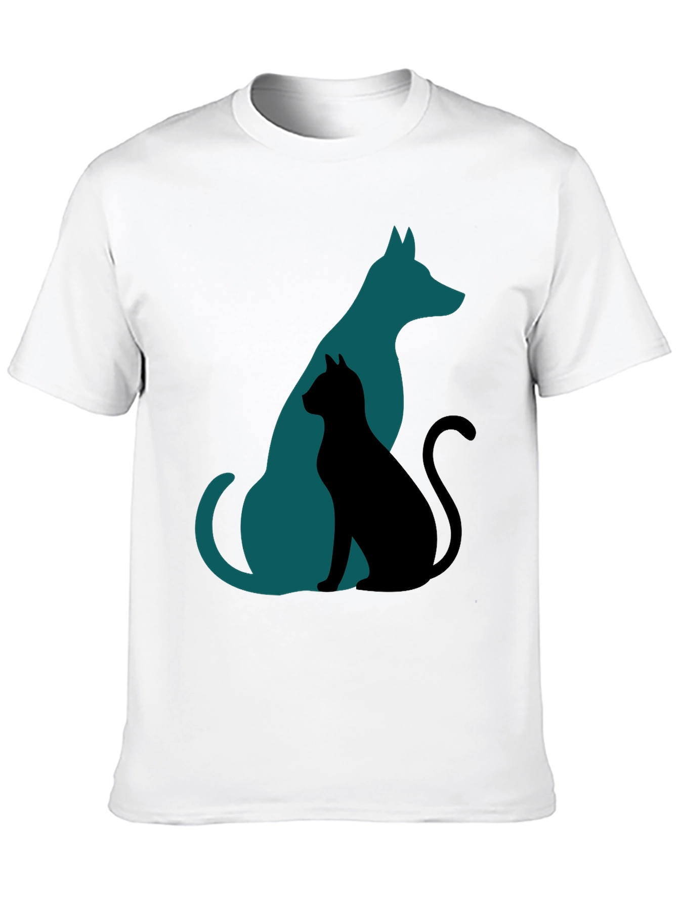 Dog and Cat Silhouette Tee - Mens Graphic T-Shirt