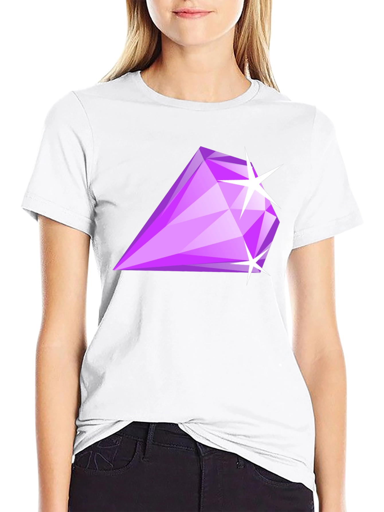 Mens Black T-Shirt with Purple Diamond Graphic