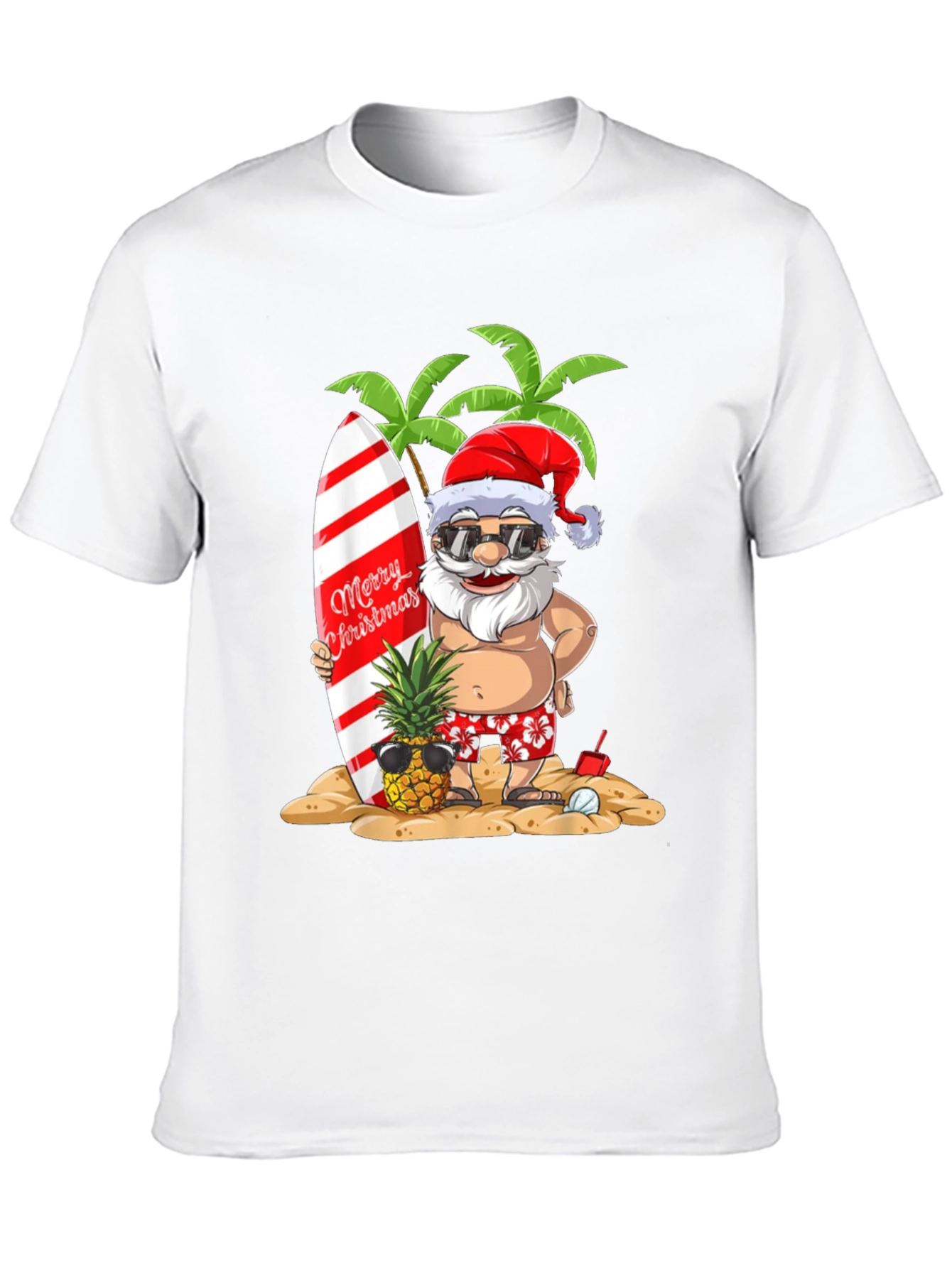 Summer Santa Graphic Tee - Beach Christmas T-Shirt