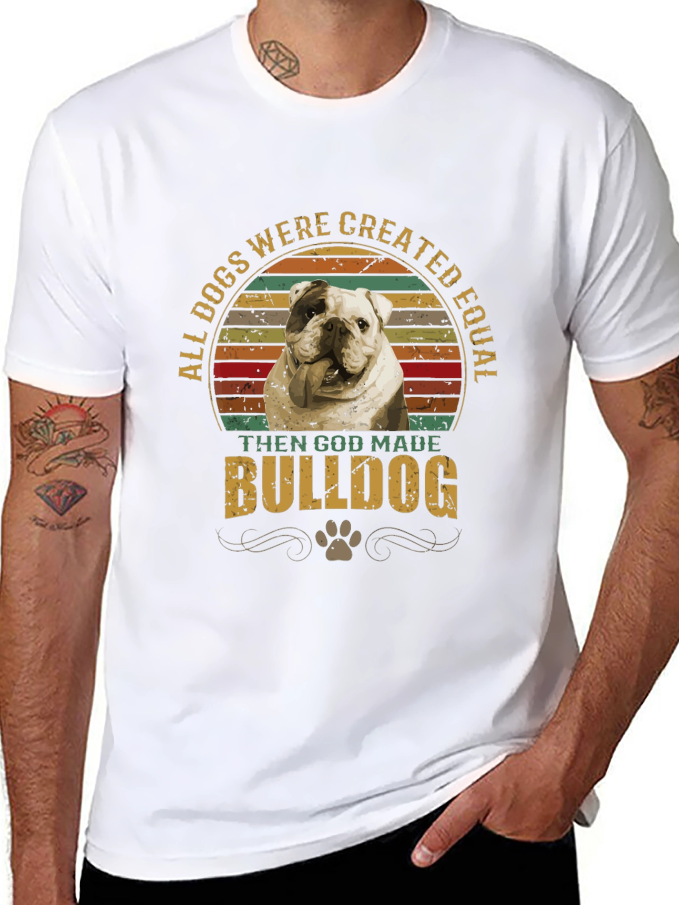 All Dogs are Created Equal Bulldog Graphic T-Shirt