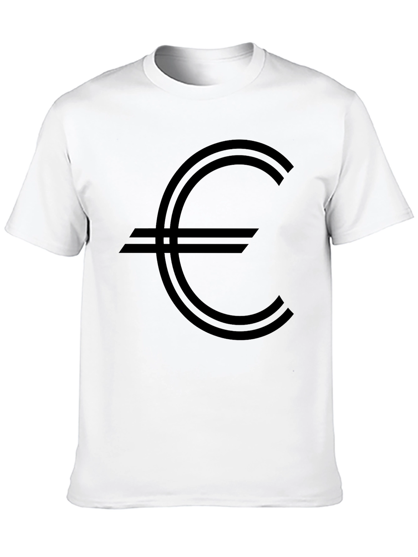 Euro Symbol Graphic Tee - Black Cotton Casual Shirt