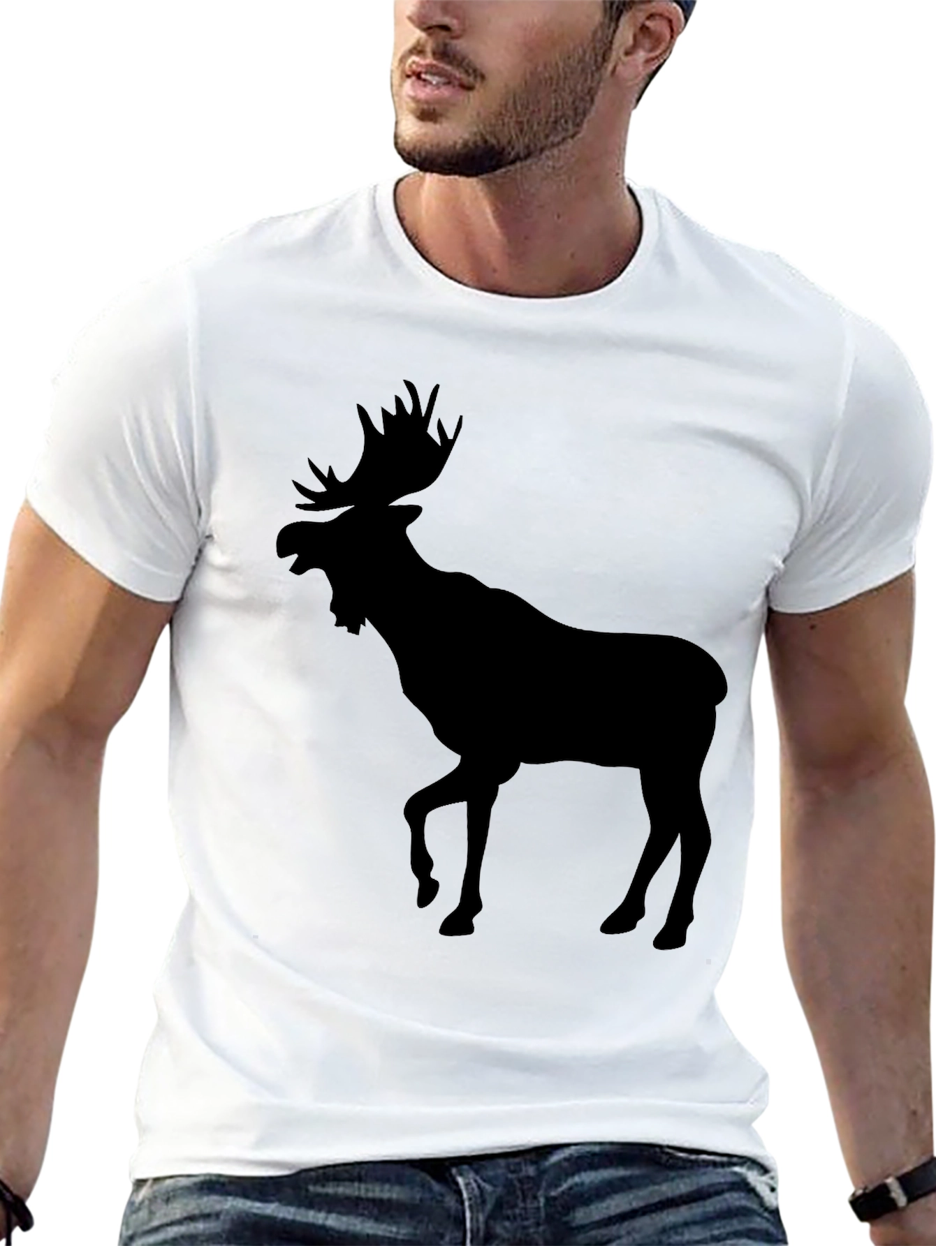 Moose Silhouette T-Shirt - Black Wildlife Tee