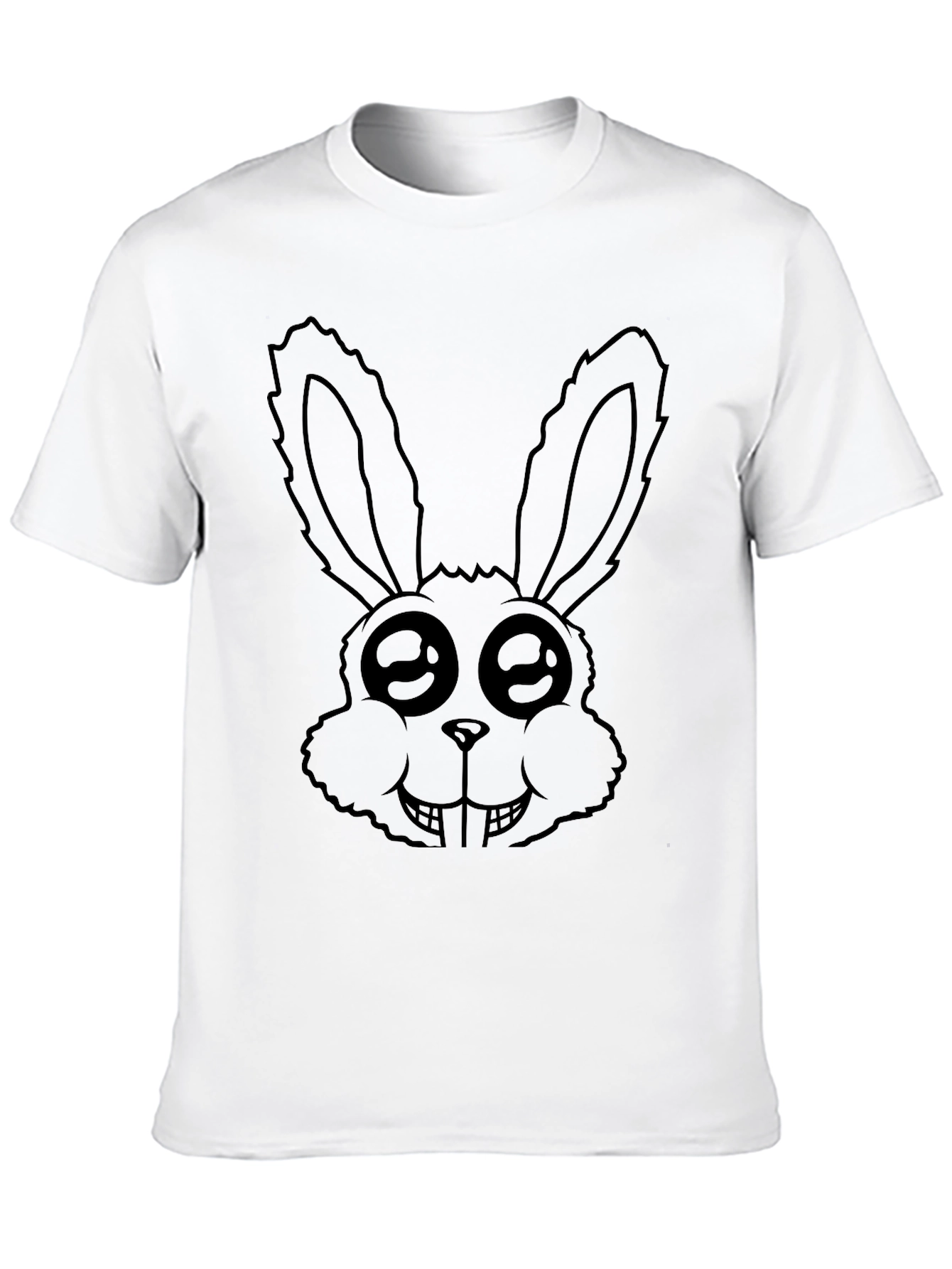 Creepy Cute Bunny Graphic Tee - Black Cotton
