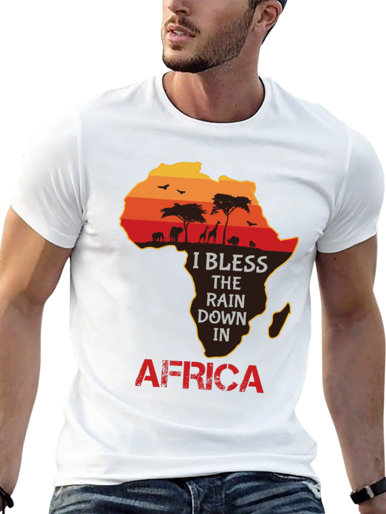 Africa Silhouette Graphic T-Shirt - I Bless the Rains