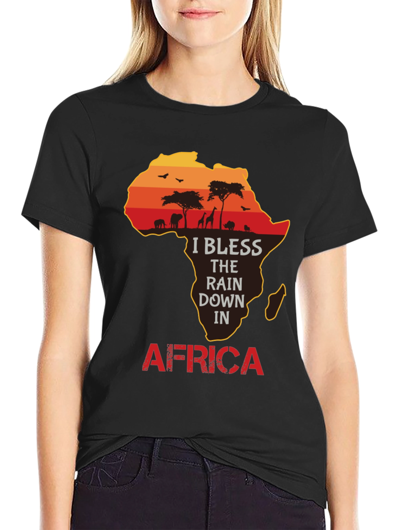Africa Silhouette Graphic T-Shirt - I Bless the Rains