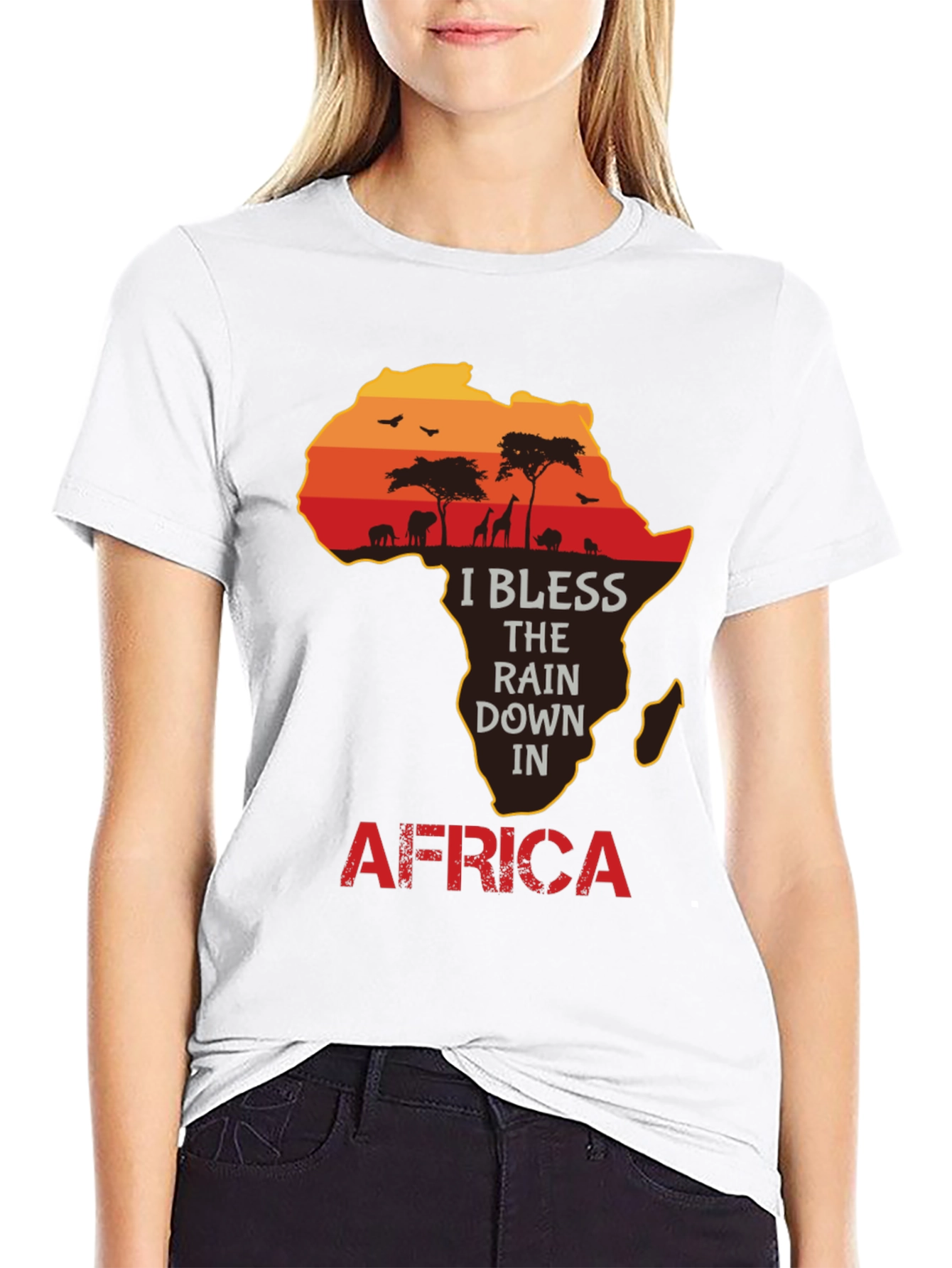 Africa Silhouette Graphic T-Shirt - I Bless the Rains