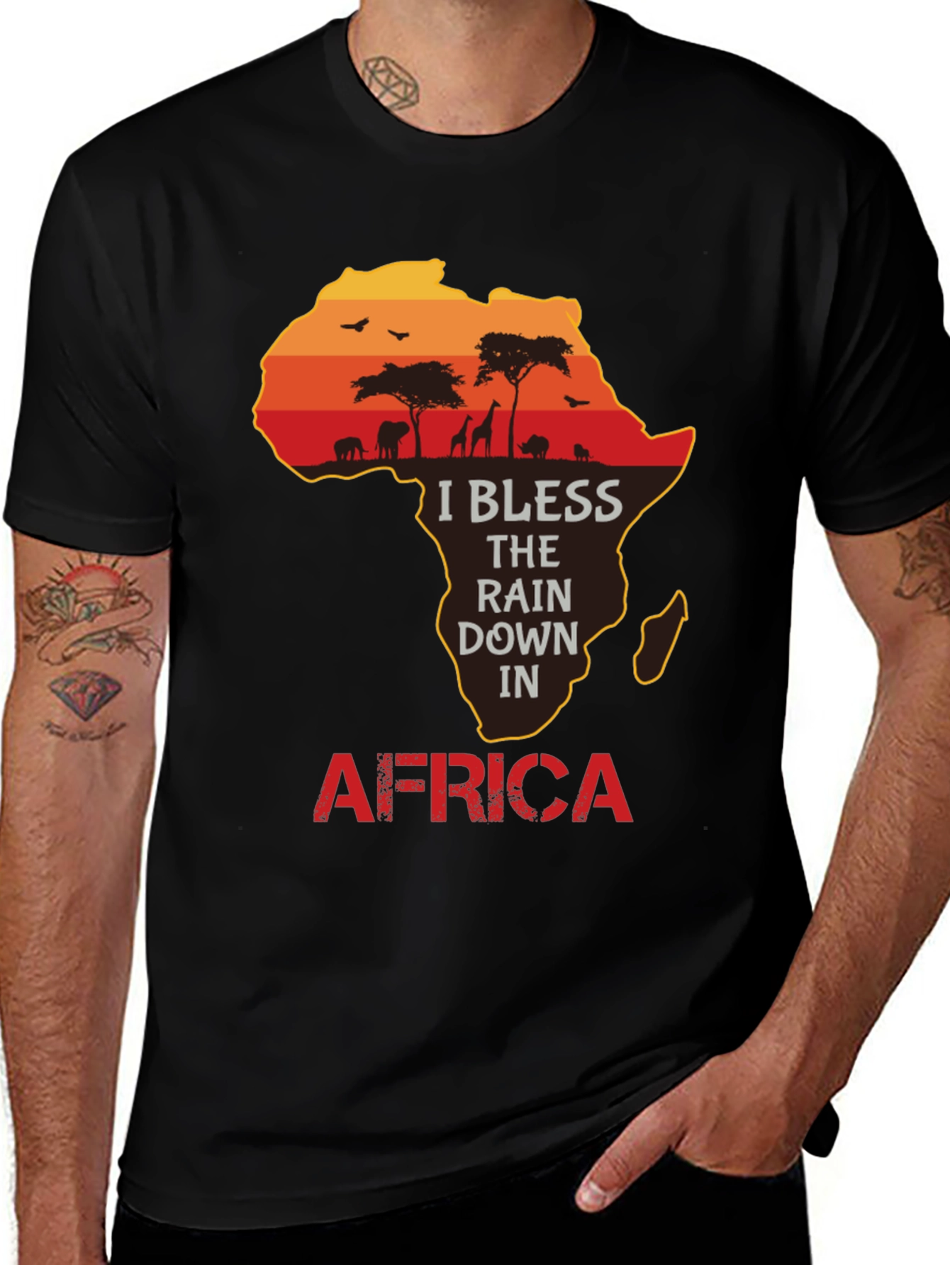 Africa Silhouette Graphic T-Shirt - I Bless the Rains