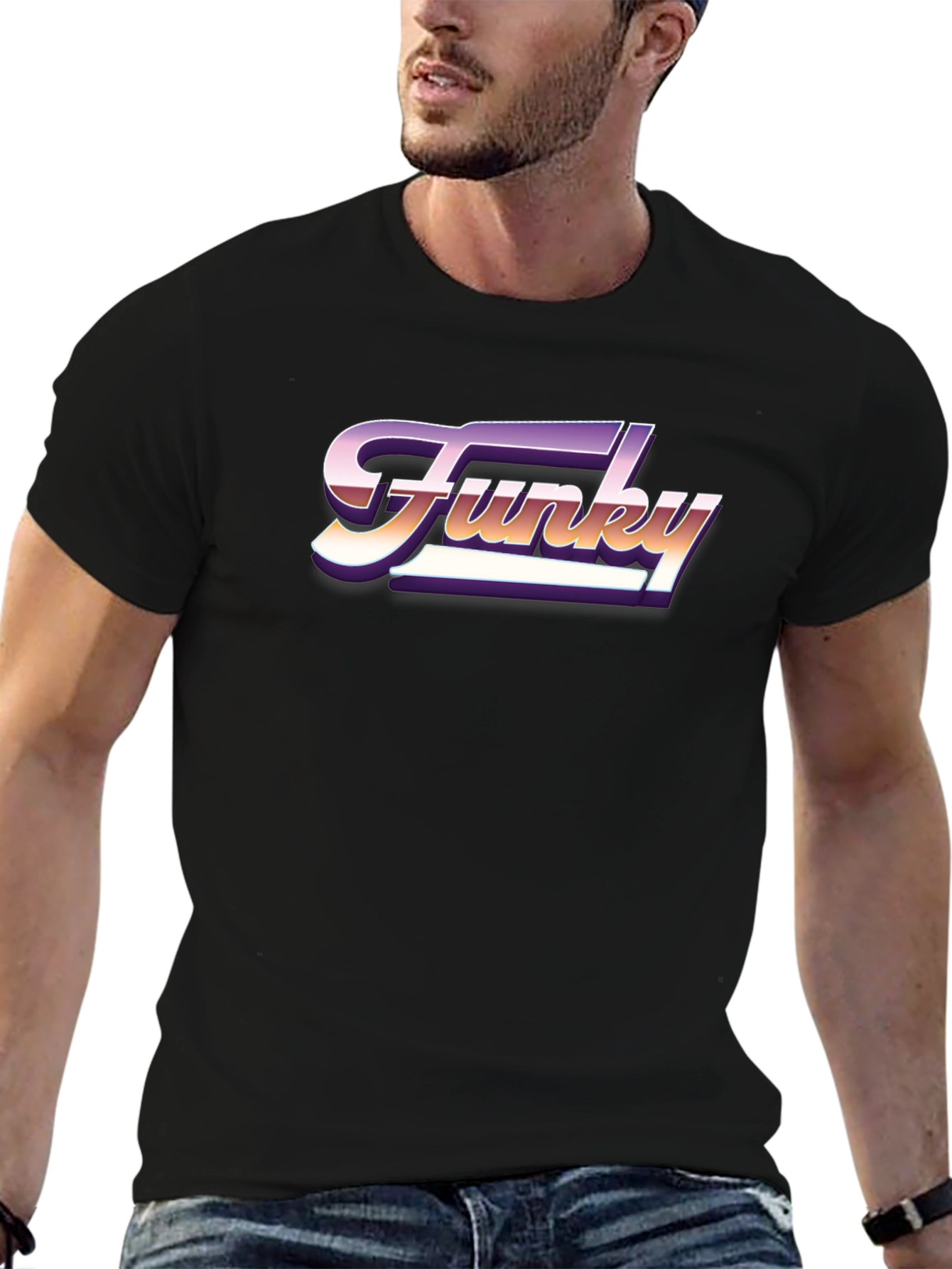 Funky Retro Style Black T-Shirt