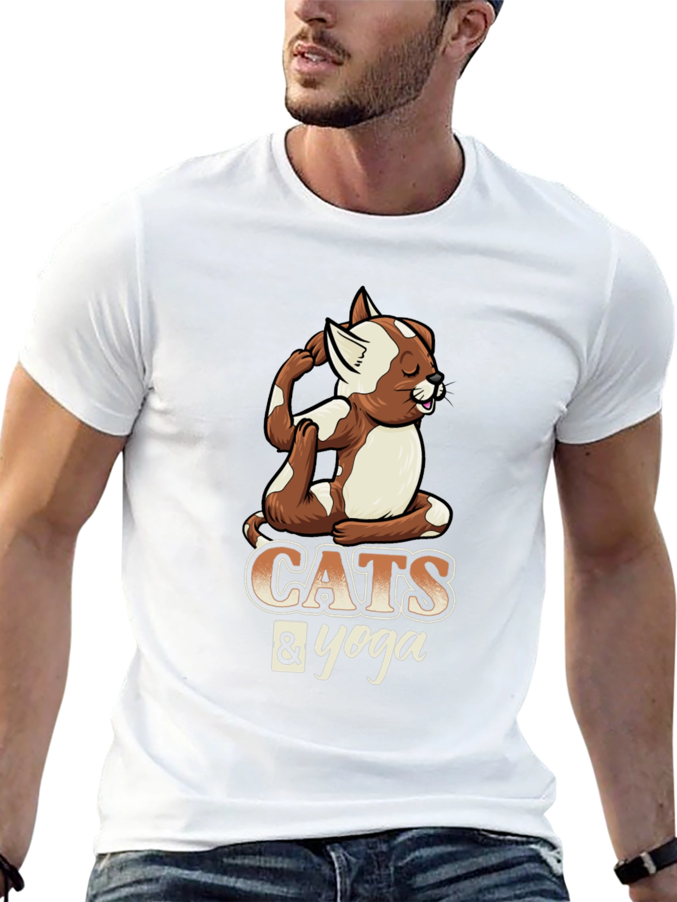 Cats & Yoga Graphic Tee - Relaxed Fit