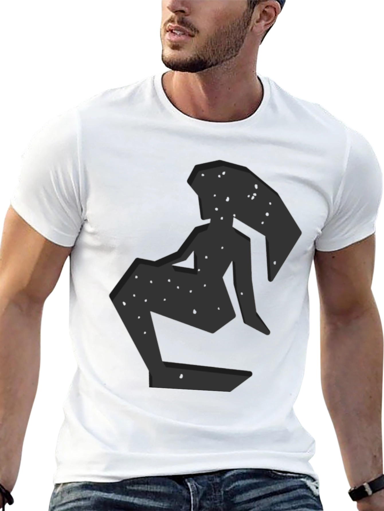Abstract Woman Graphic Print Black T-Shirt