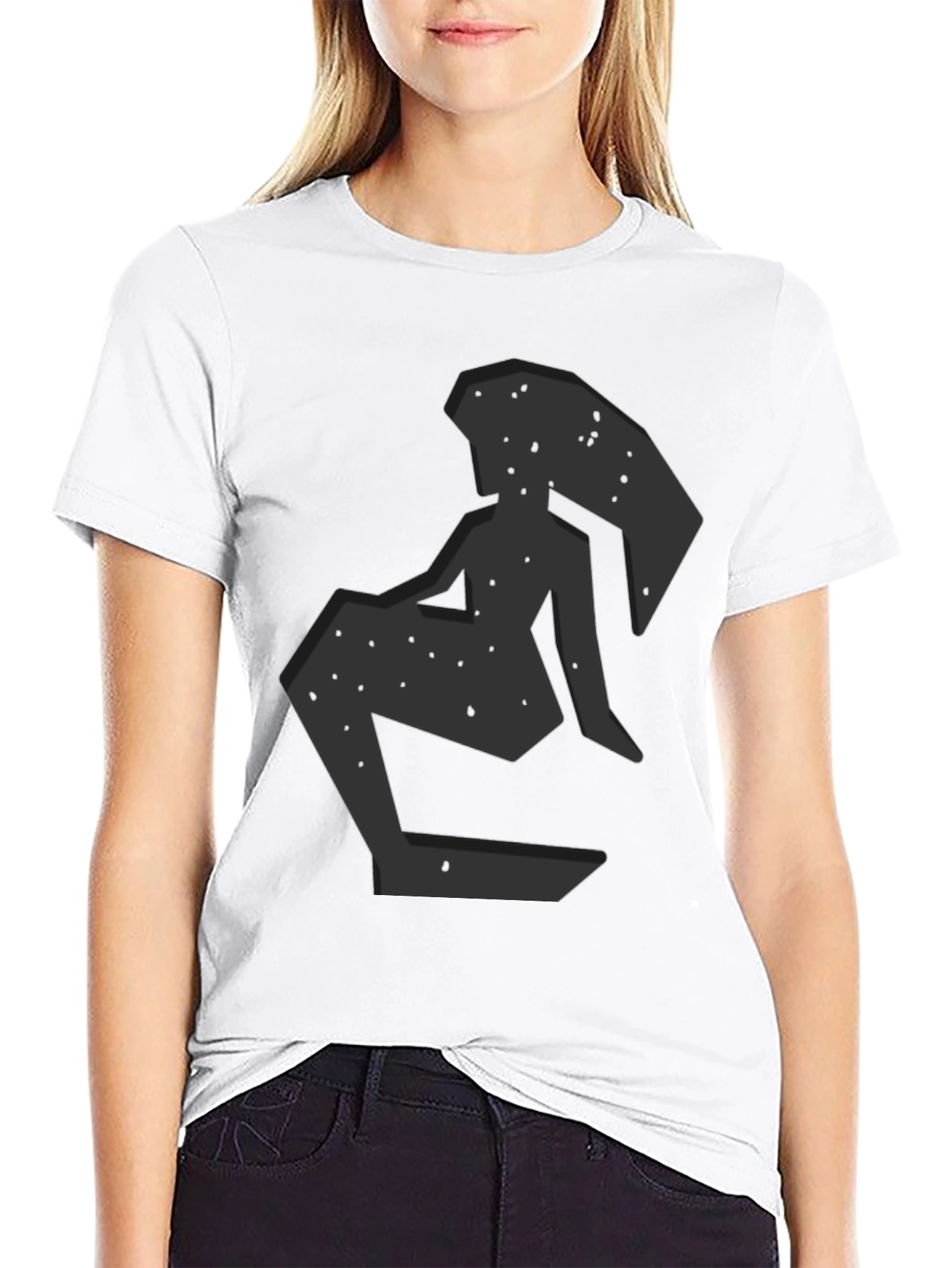 Abstract Woman Graphic Print Black T-Shirt