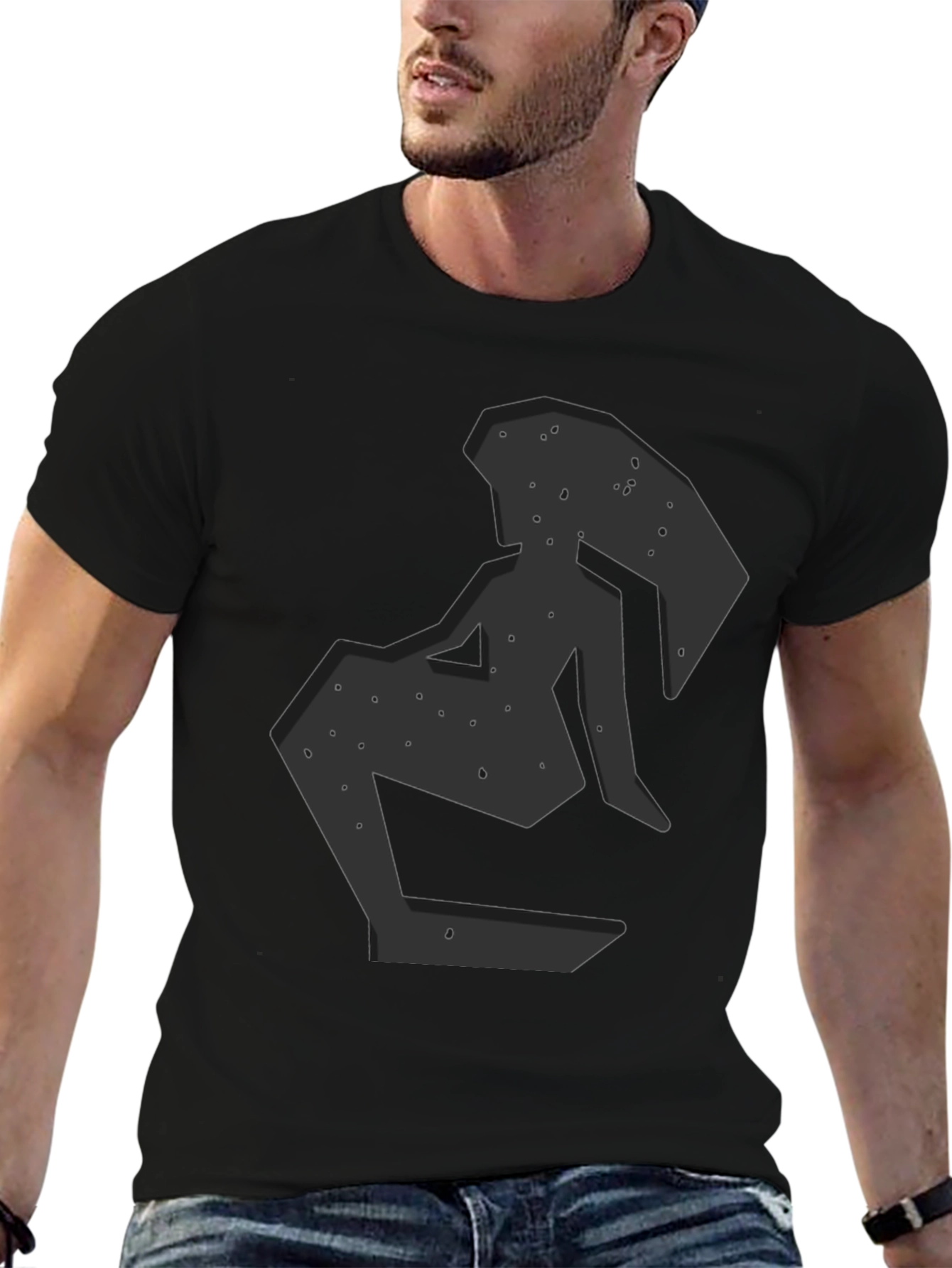 Abstract Woman Graphic Print Black T-Shirt