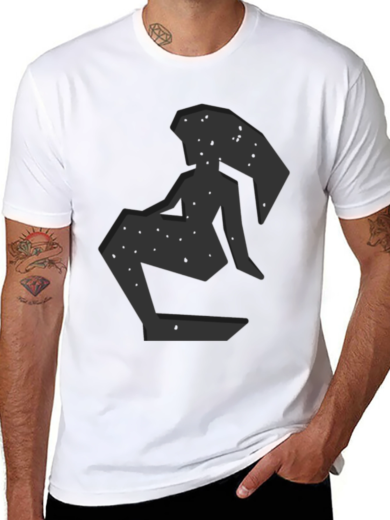 Abstract Woman Graphic Print Black T-Shirt