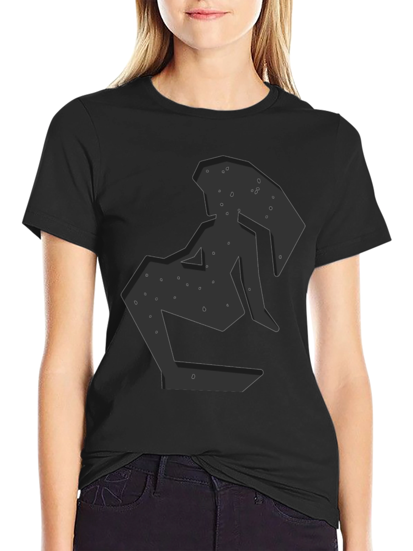Abstract Woman Graphic Print Black T-Shirt