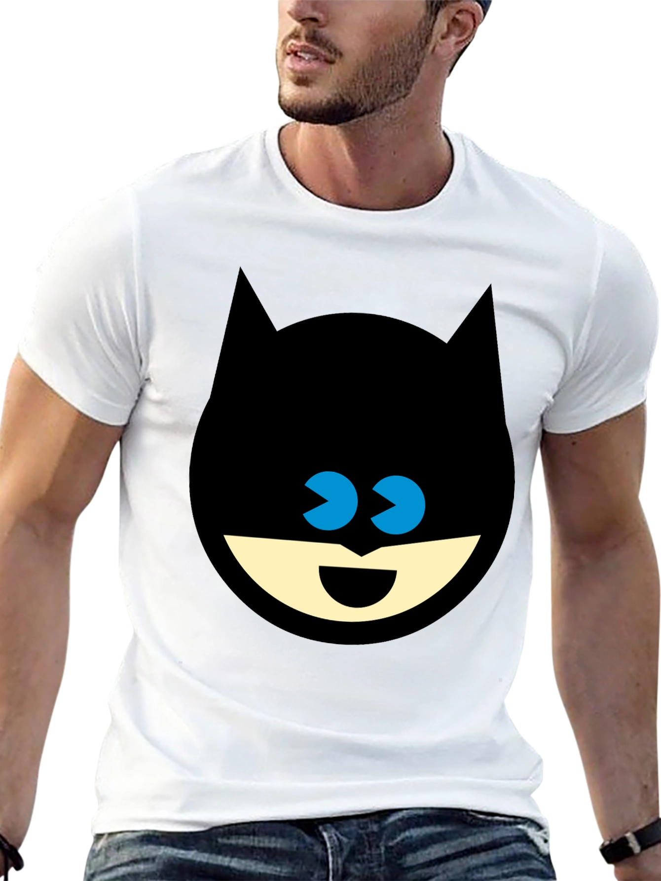 Funny Batman Face Black T-Shirt