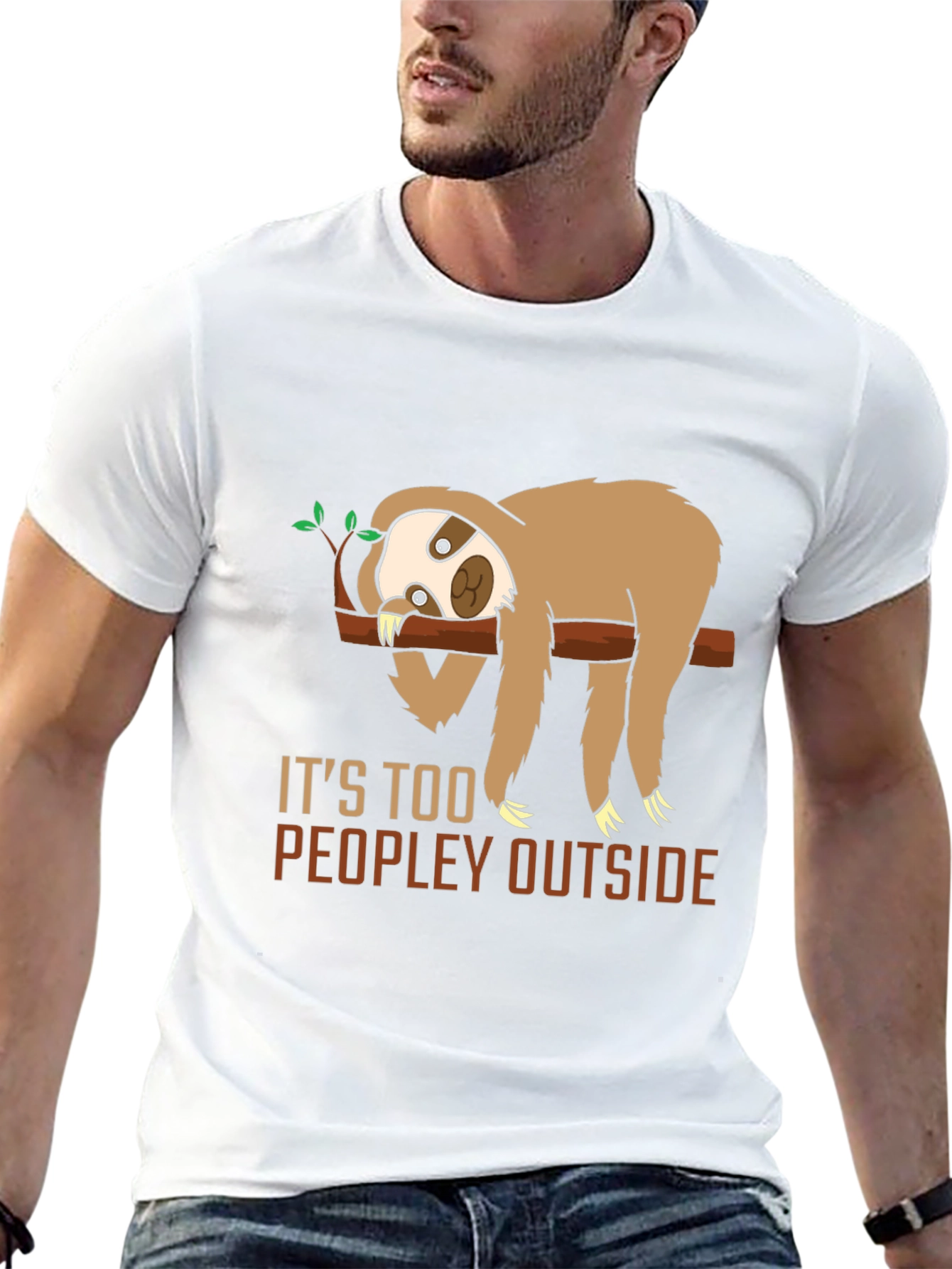 Funny Sloth Too Peopley Graphic T-Shirt