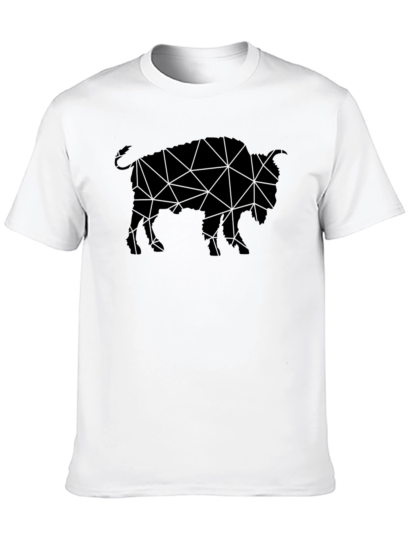 Geometric Bison Graphic Tee - Black