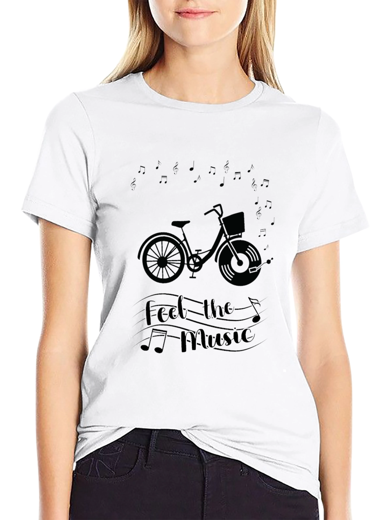 Feel the Music Graphic Tee - Stylish Black T-Shirt