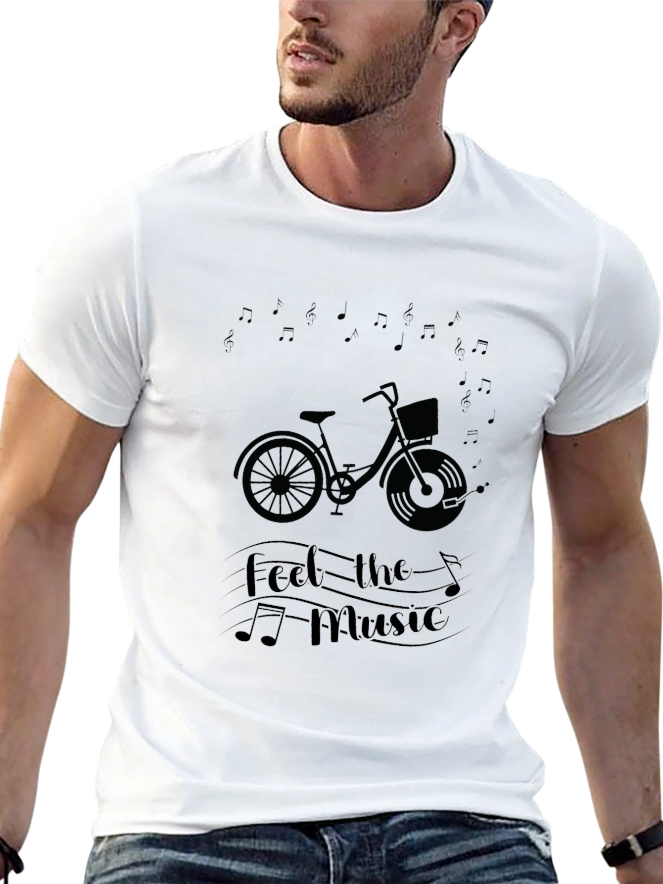 Feel the Music Graphic Tee - Stylish Black T-Shirt