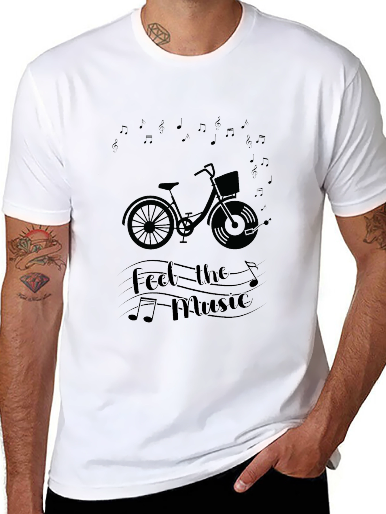 Feel the Music Graphic Tee - Stylish Black T-Shirt