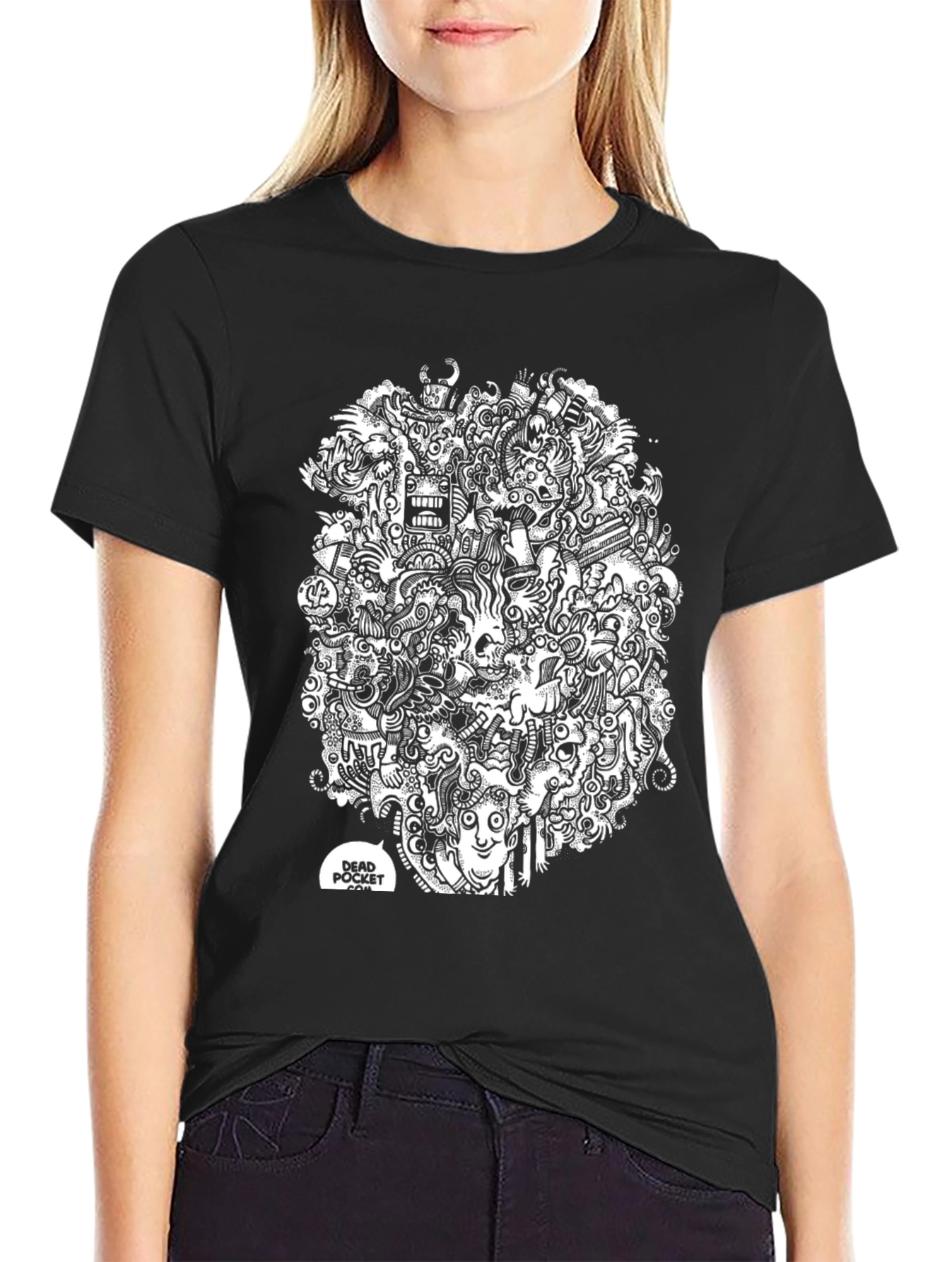 Abstract Doodle Art Black T-Shirt