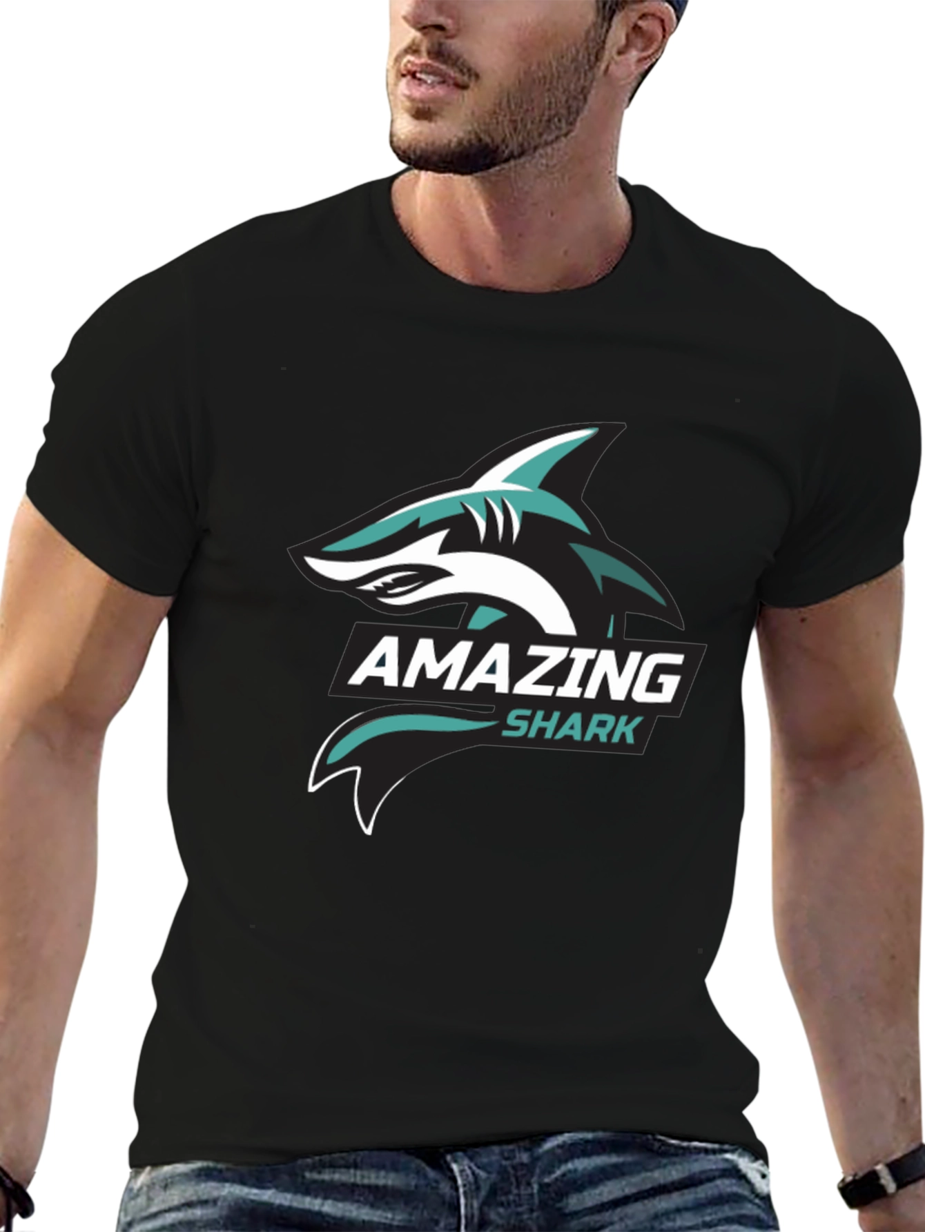 Amazing Shark Graphic Tee - Stylish Black T-Shirt