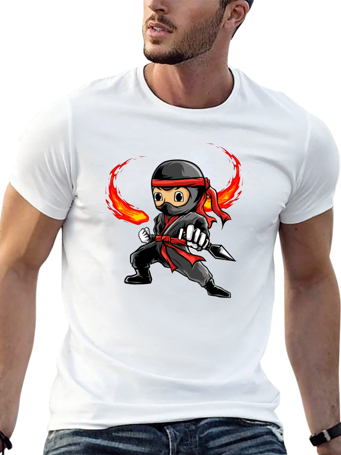 Ninja Graphic Tee - Black Cotton T-Shirt