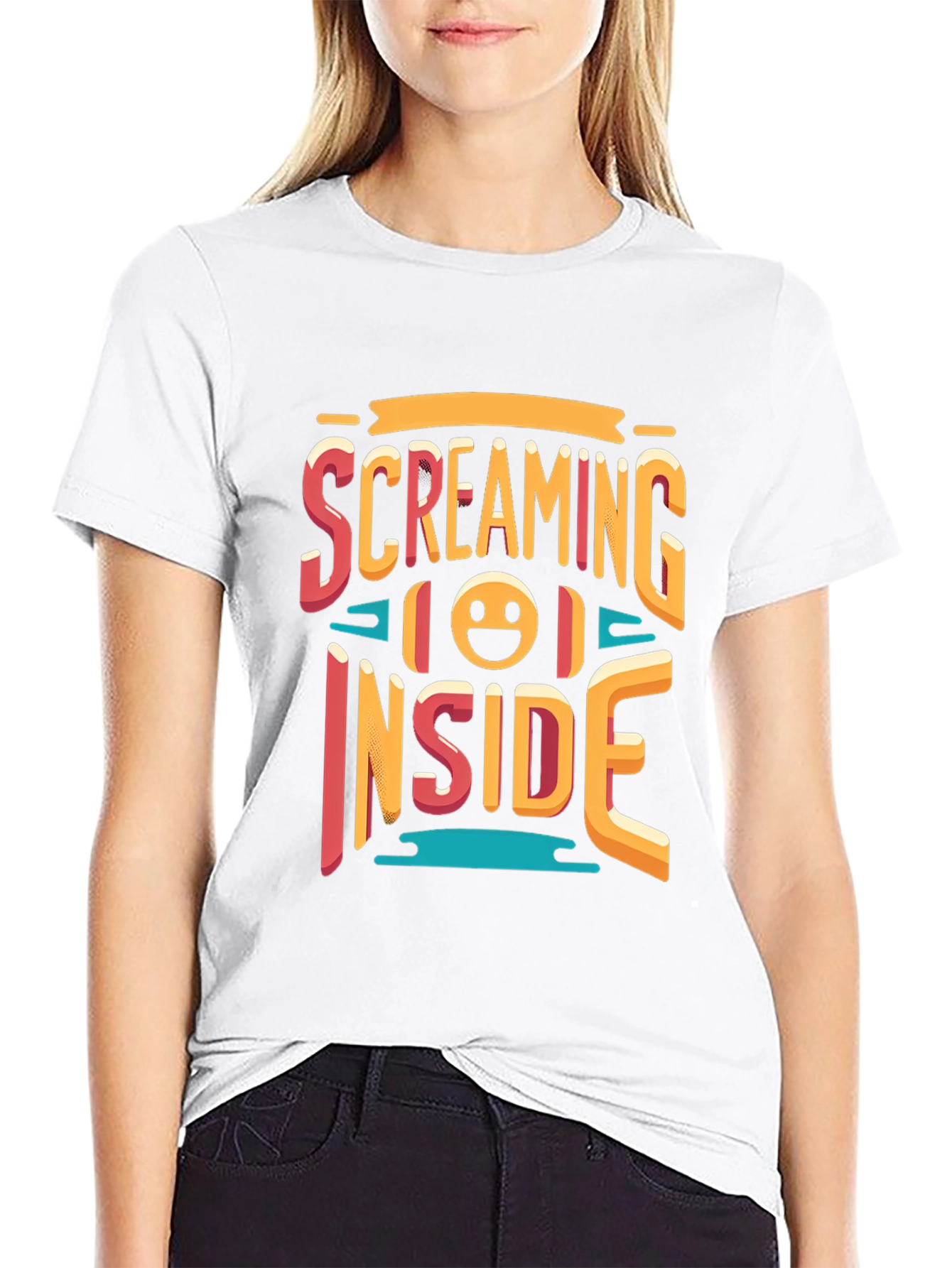 Screaming Inside Graphic T-Shirt - Black