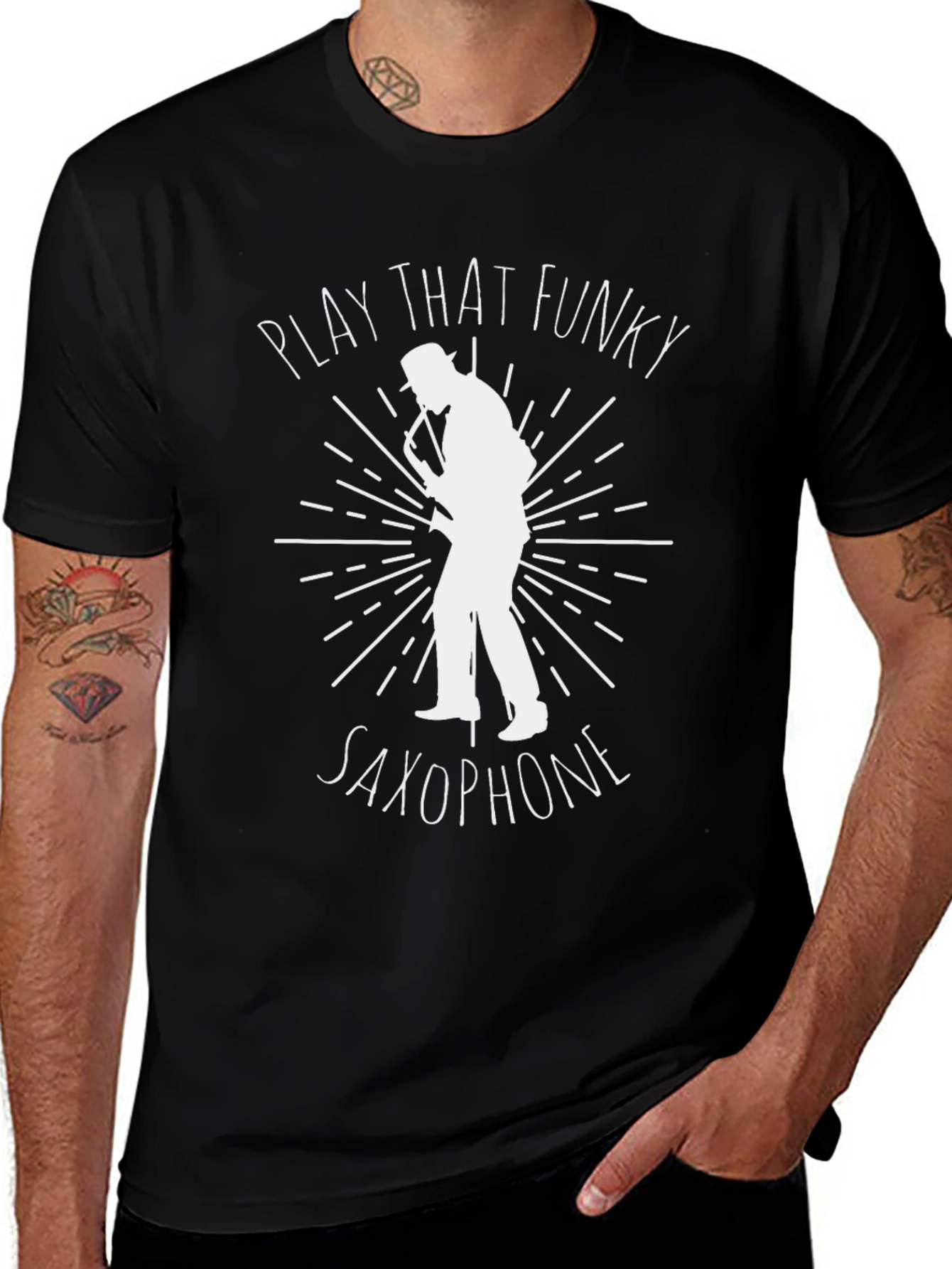 Funky Saxophone Player Black T-Shirt