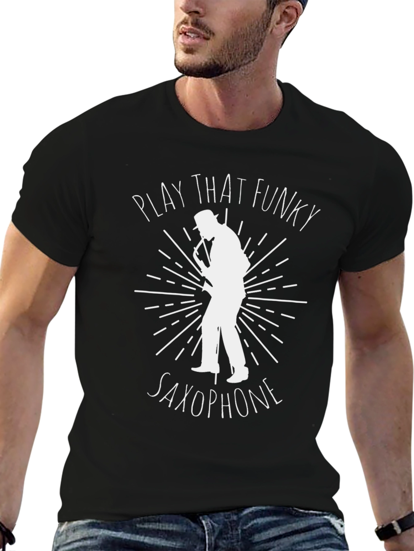 Funky Saxophone Player Black T-Shirt