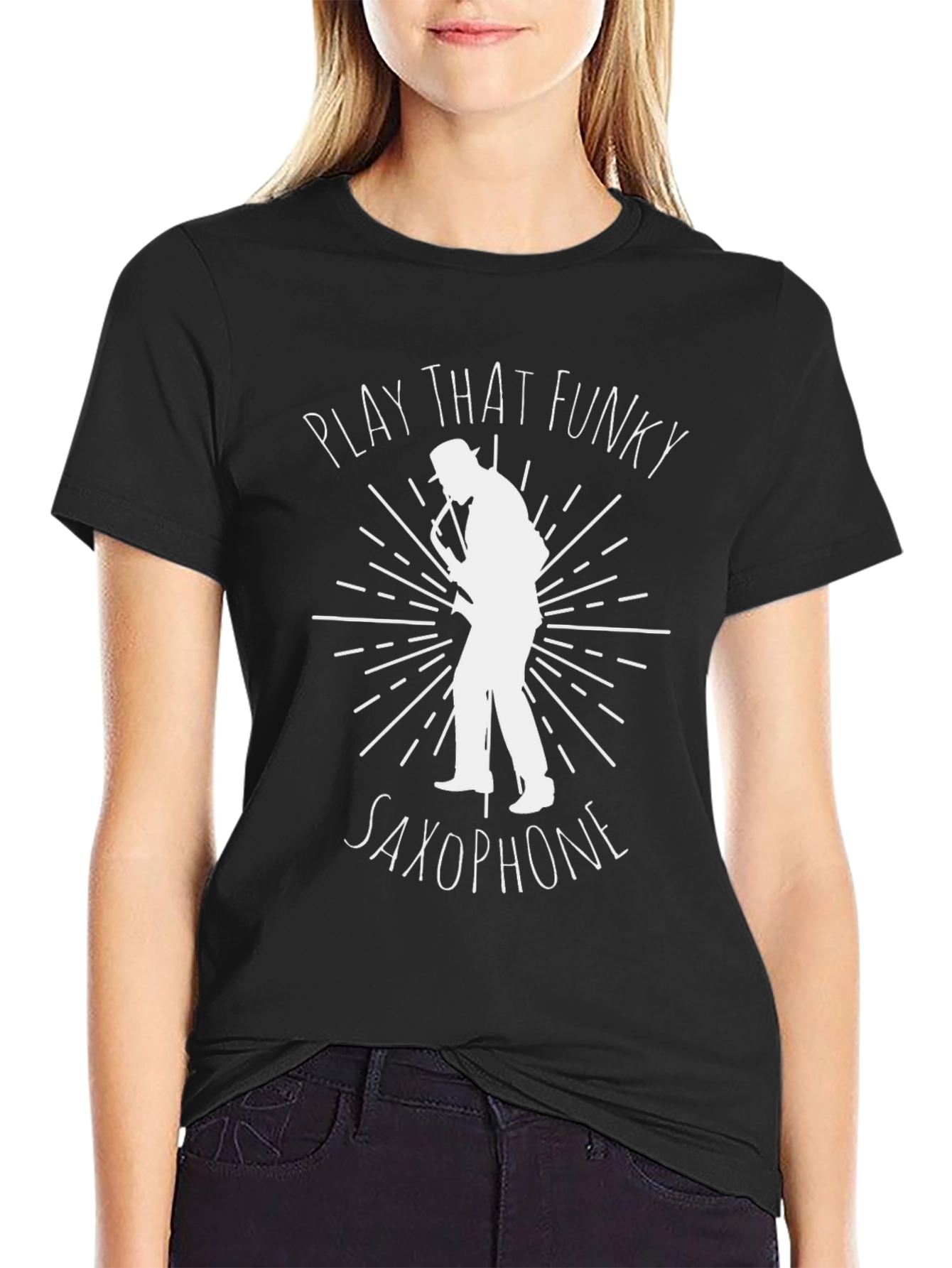 Funky Saxophone Player Black T-Shirt