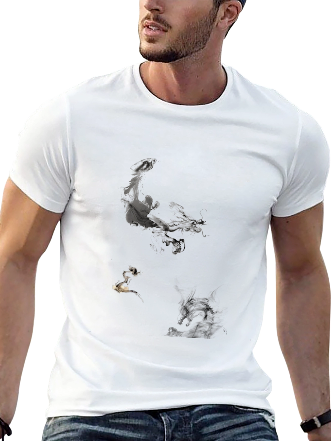 Mens Black Graphic Print Tee