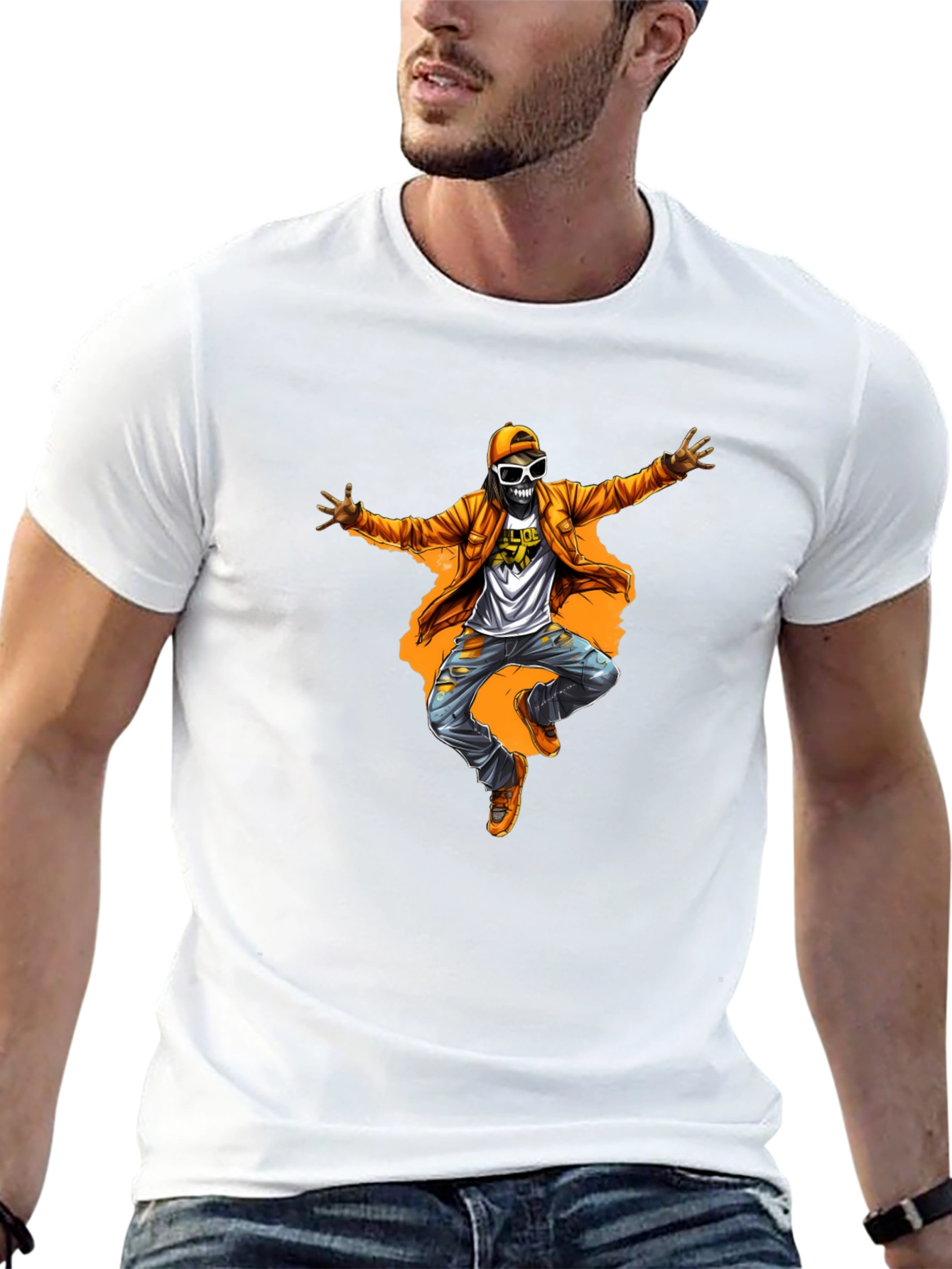 Funky Skeleton Graphic Tee - Black