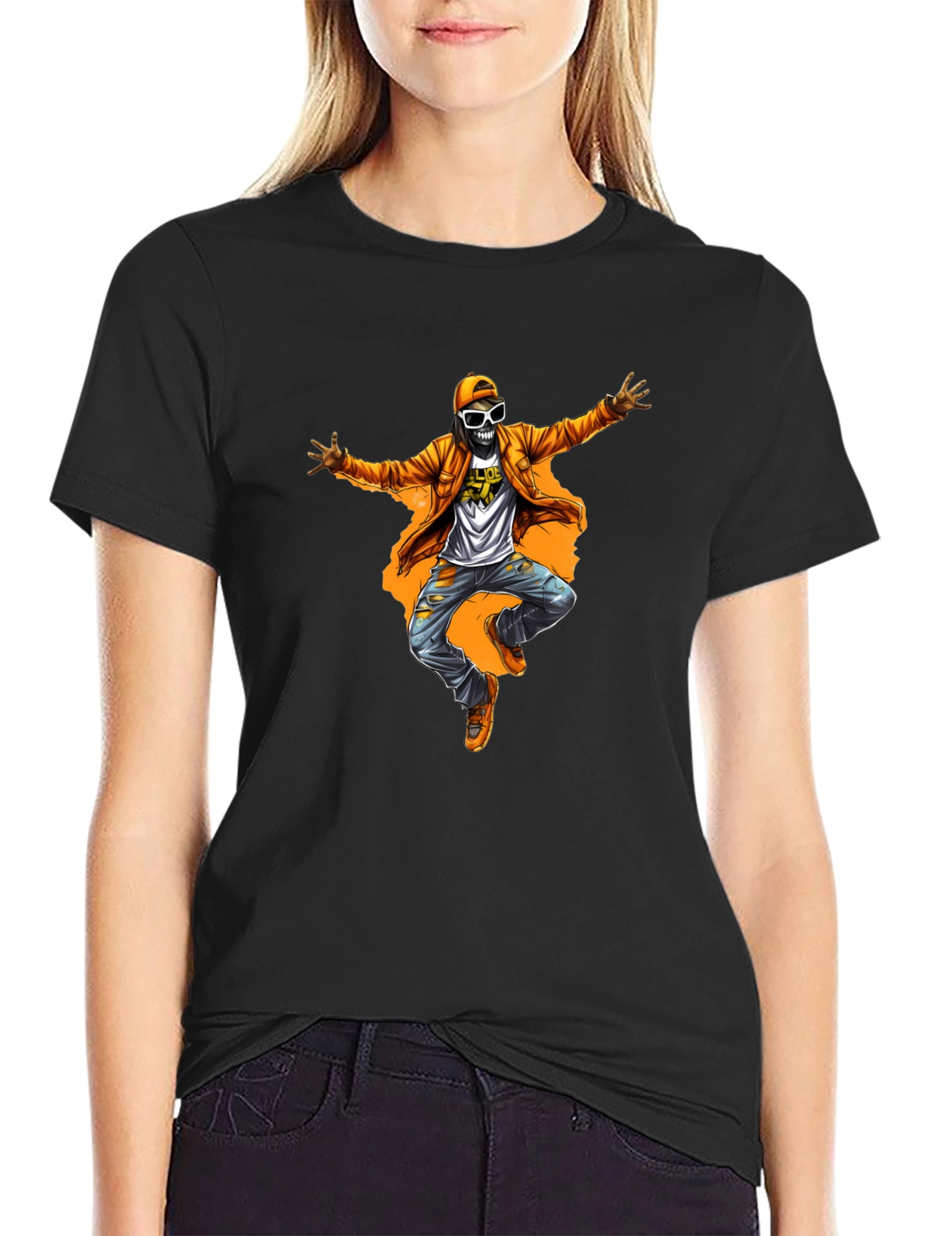 Funky Skeleton Graphic Tee - Black