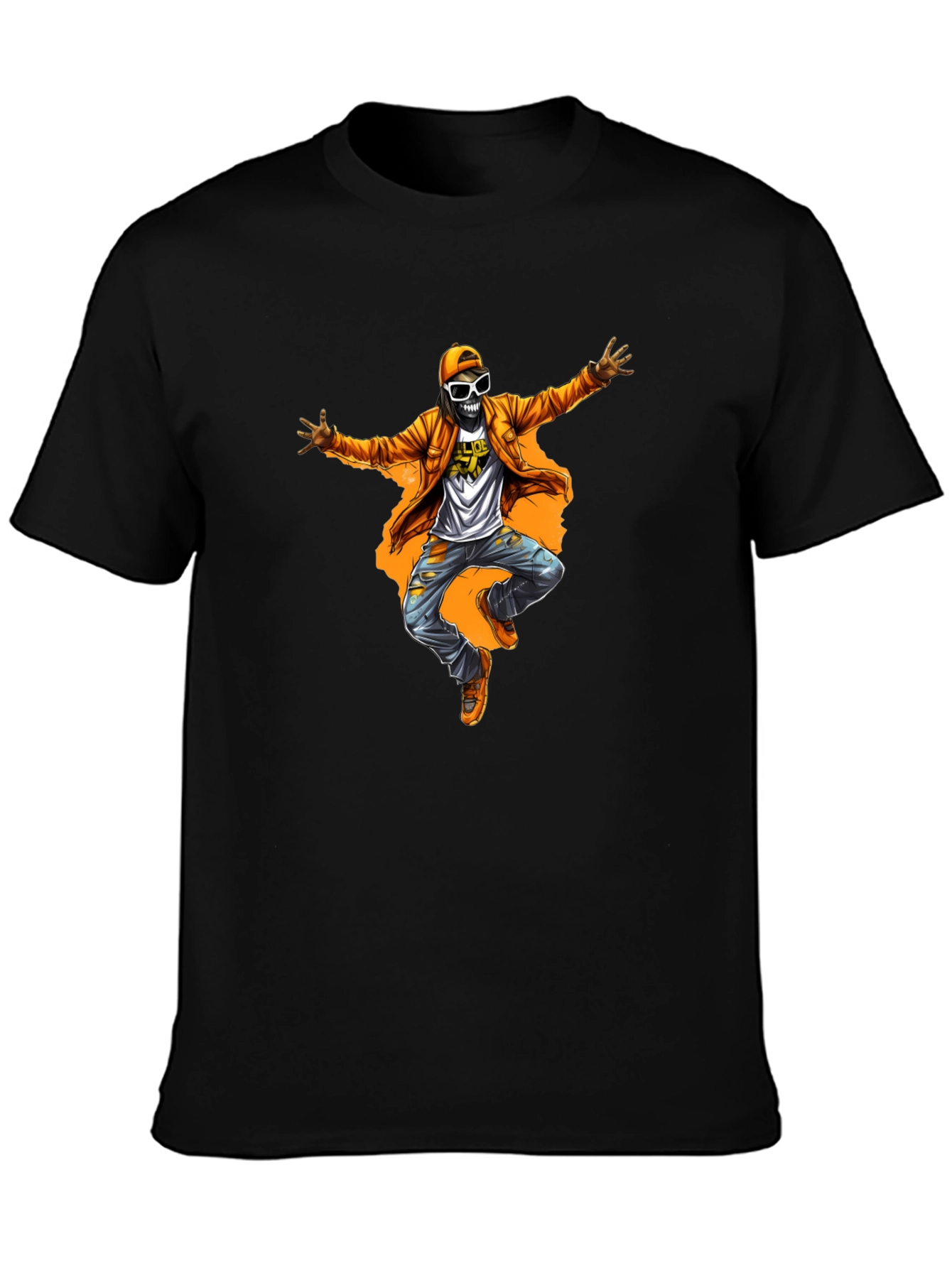 Funky Skeleton Graphic Tee - Black
