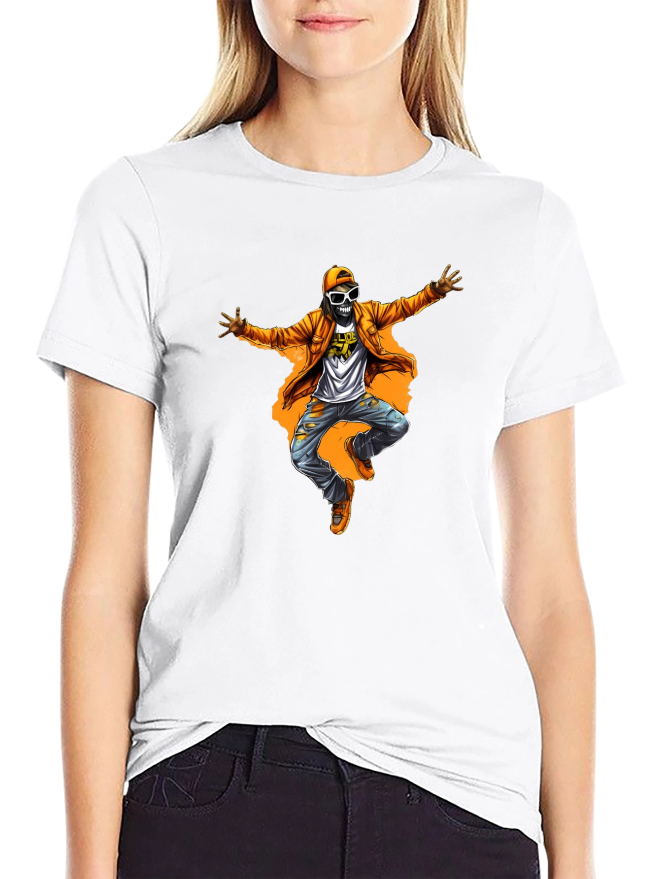 Funky Skeleton Graphic Tee - Black