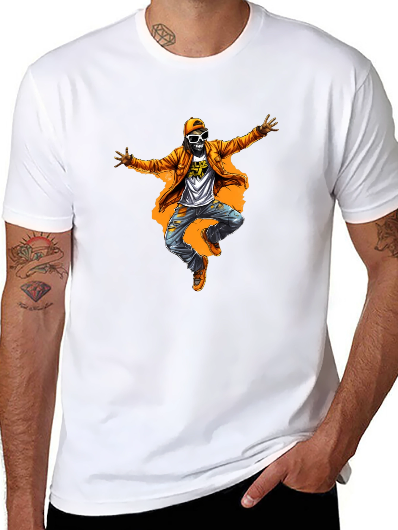 Funky Skeleton Graphic Tee - Black