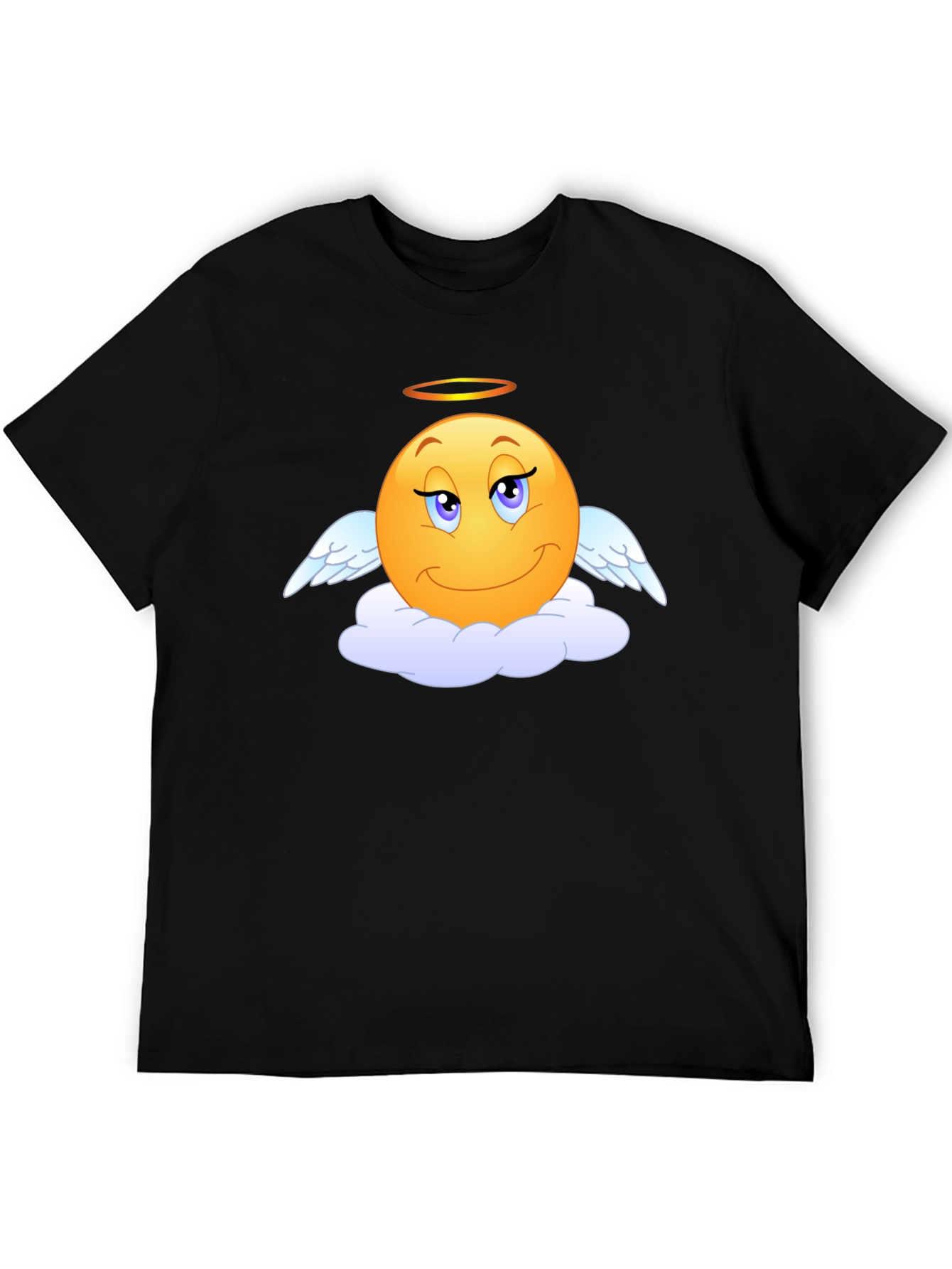 Angel Emoji Black T-Shirt