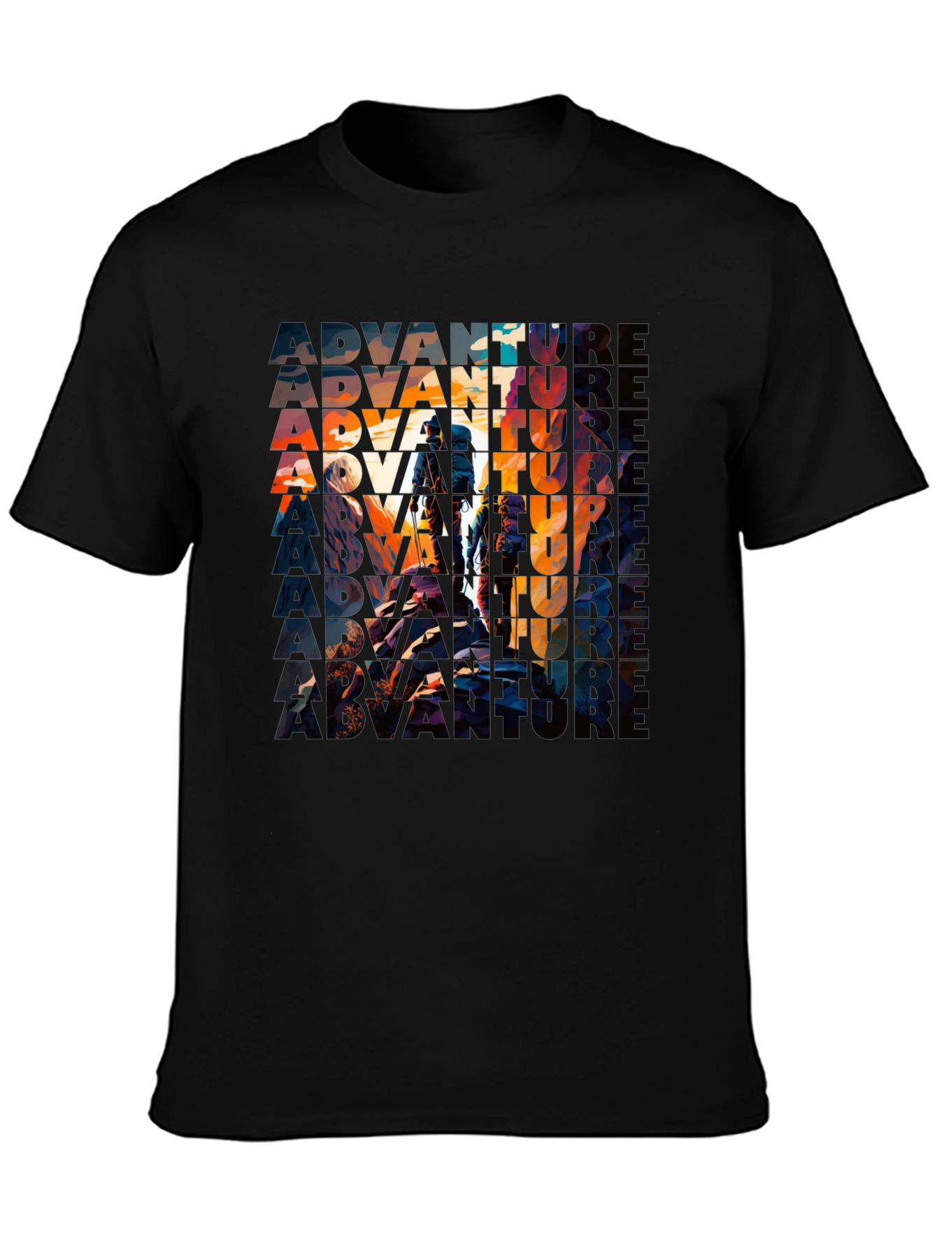 Adventure Graphic Print Black T-Shirt