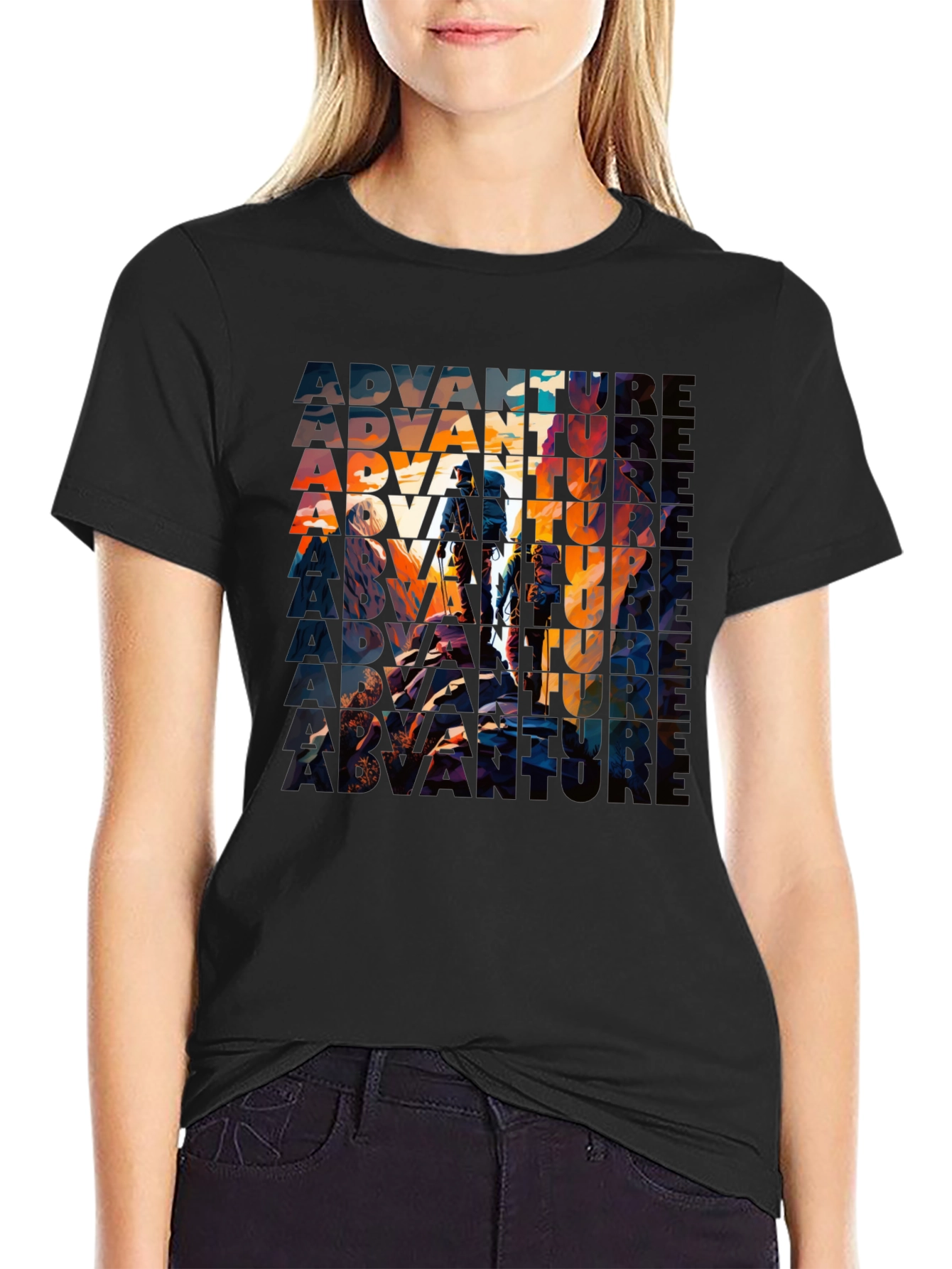 Adventure Graphic Print Black T-Shirt