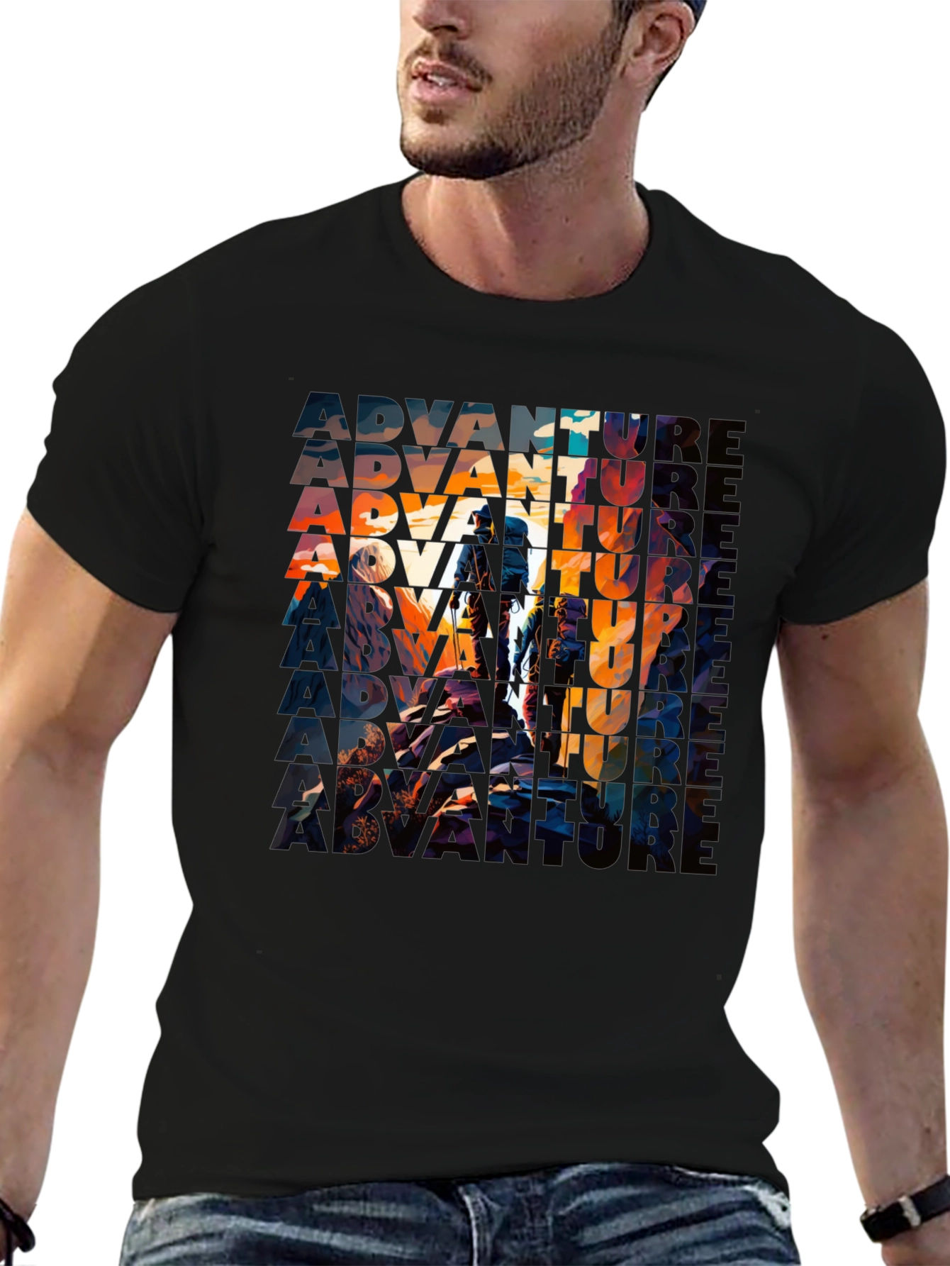 Adventure Graphic Print Black T-Shirt