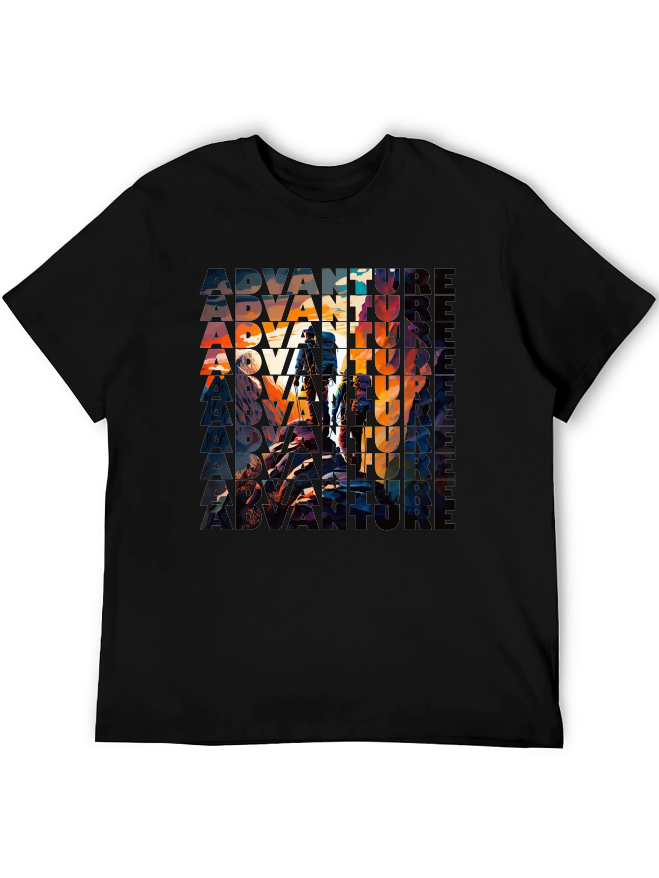 Adventure Graphic Print Black T-Shirt