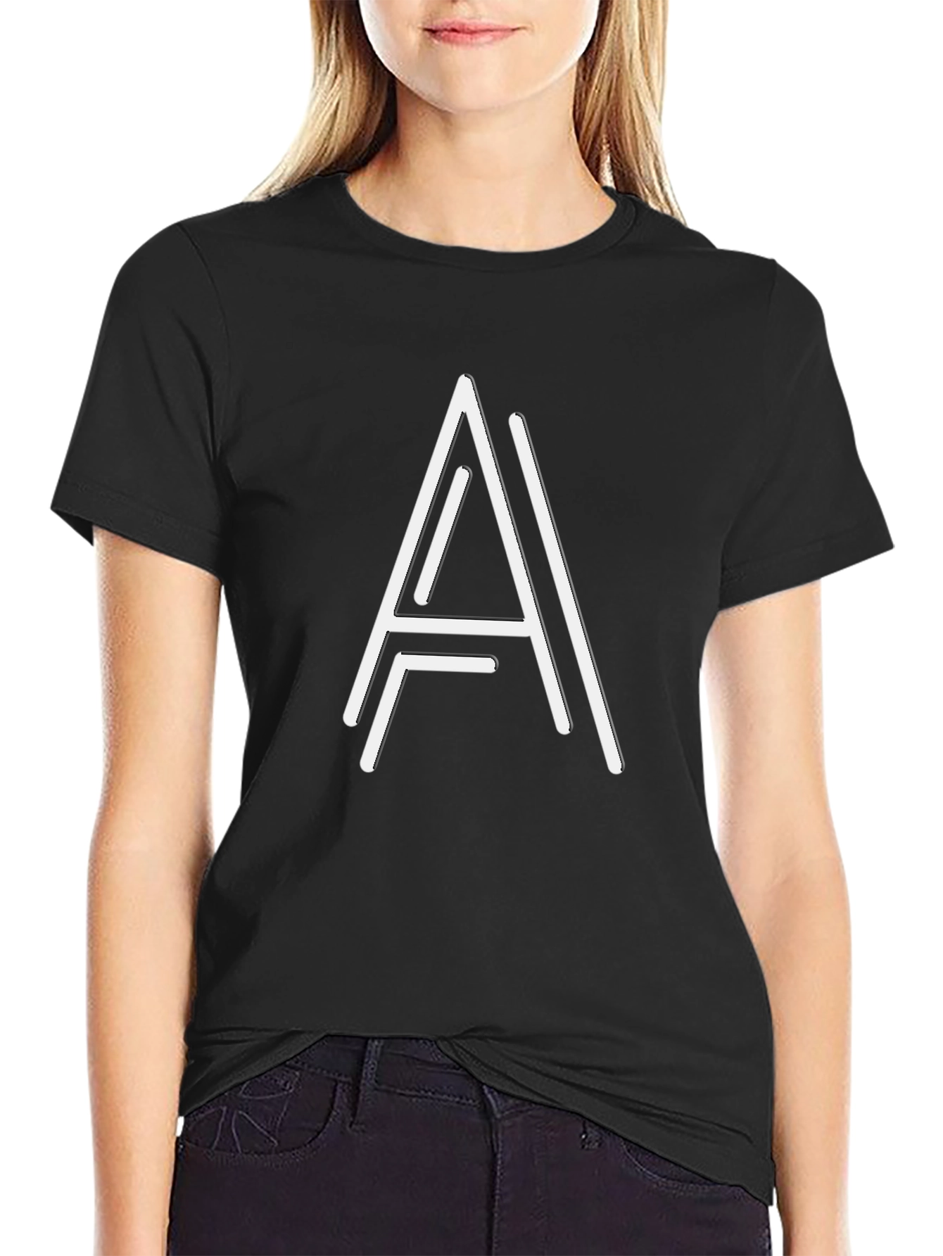Geometric A Graphic Tee - Stylish Black T-Shirt