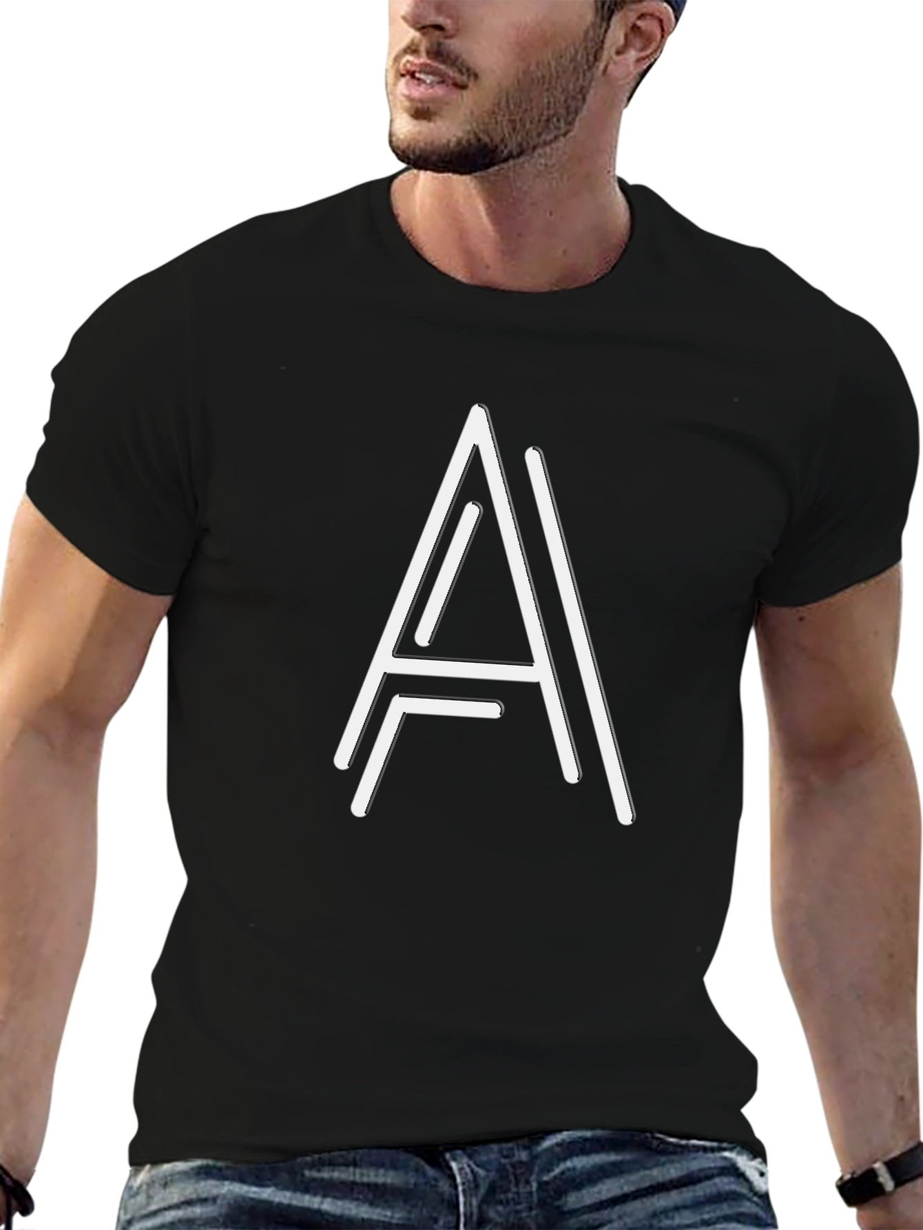 Geometric A Graphic Tee - Stylish Black T-Shirt