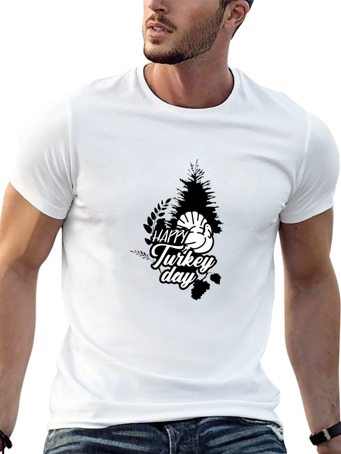 Happy Turkey Day Graphic Tee - Black